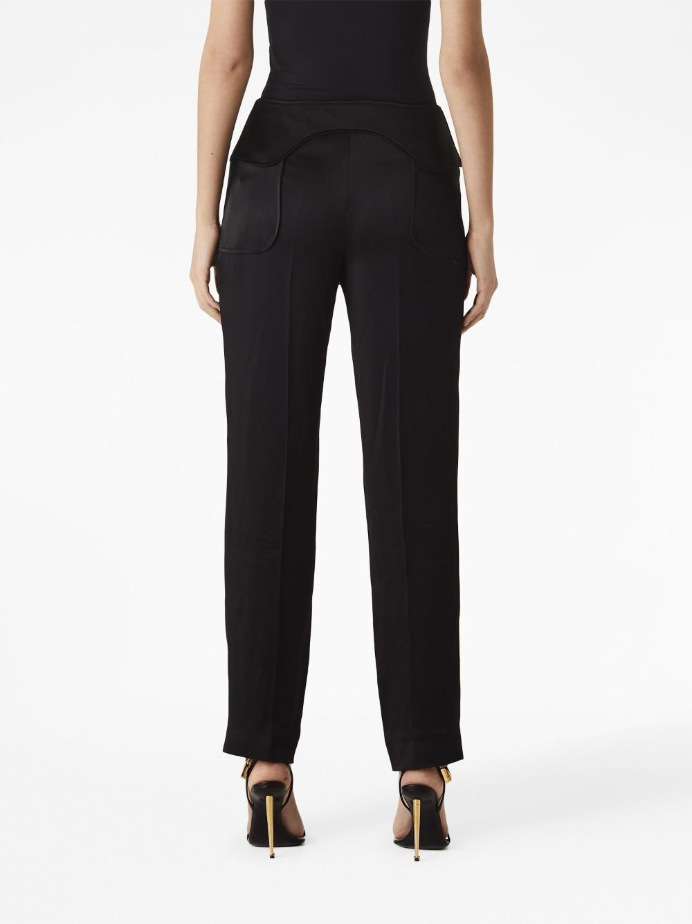 pressed-crease tapered-leg trousers - 3