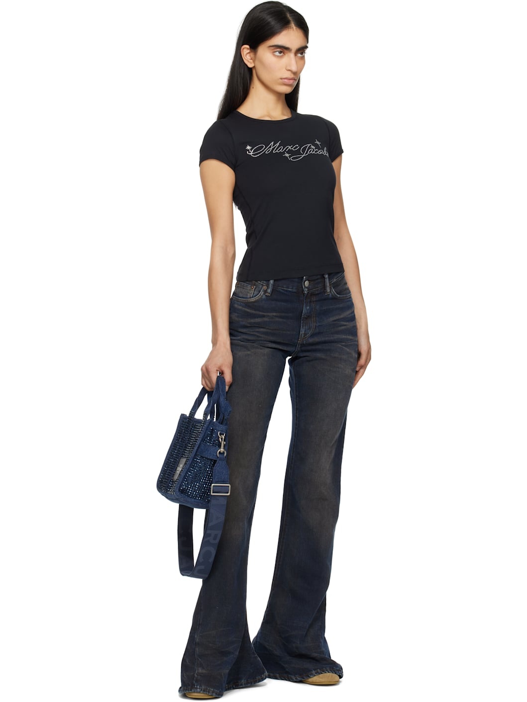 Black Charm Logo Shrunken T-shirt - 4