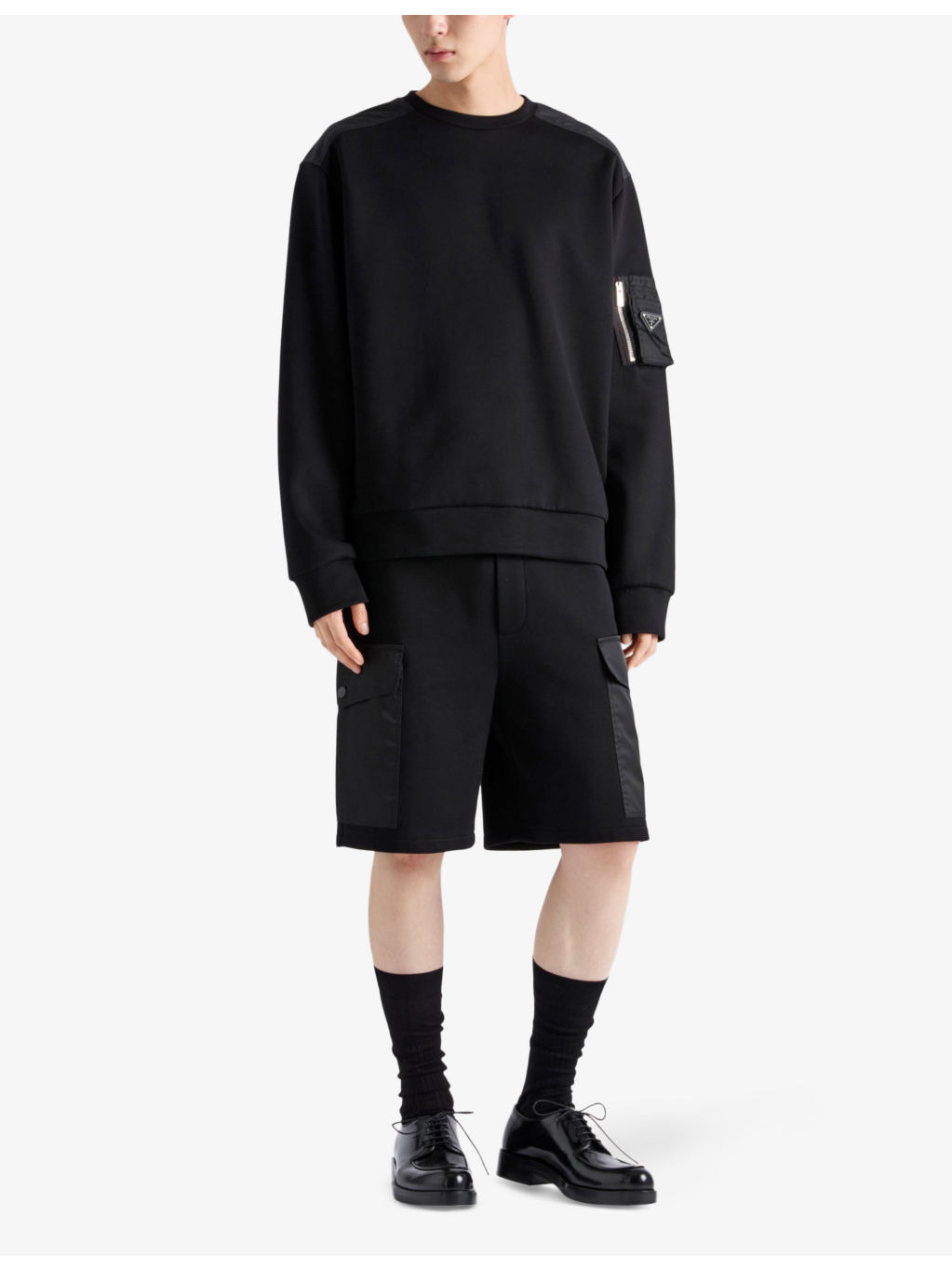 Re-Nylon Patch Crewneck Cotton-Jersey Sweatshirt - 2