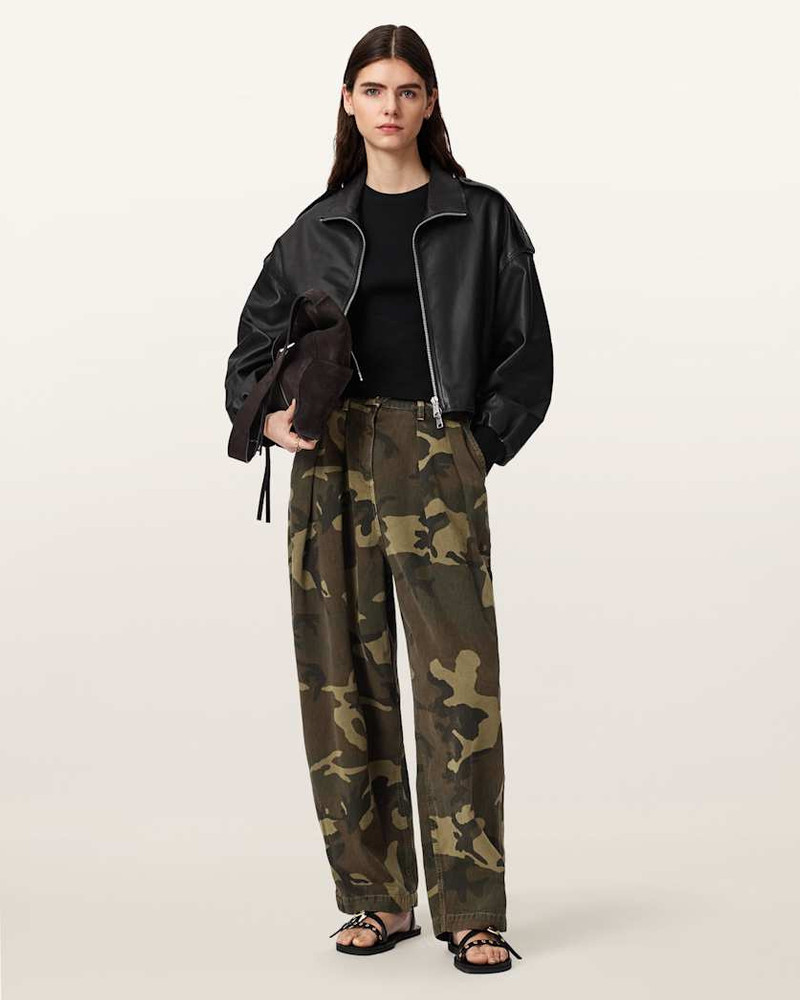 ALLSAINTS BECCA CAMO DENIM BARREL LEG PANTS outlook