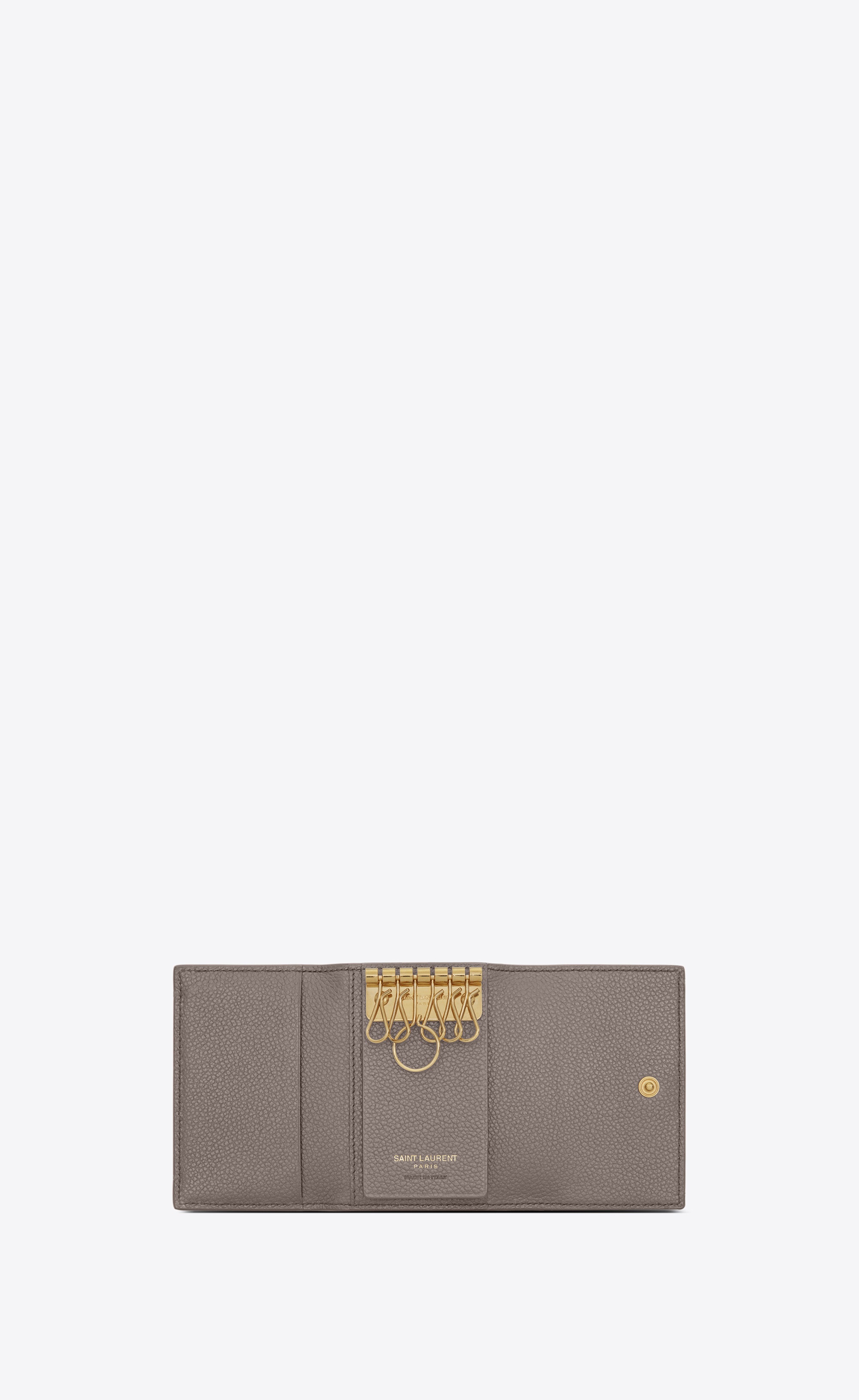 ysl line key case in grained leather - 4