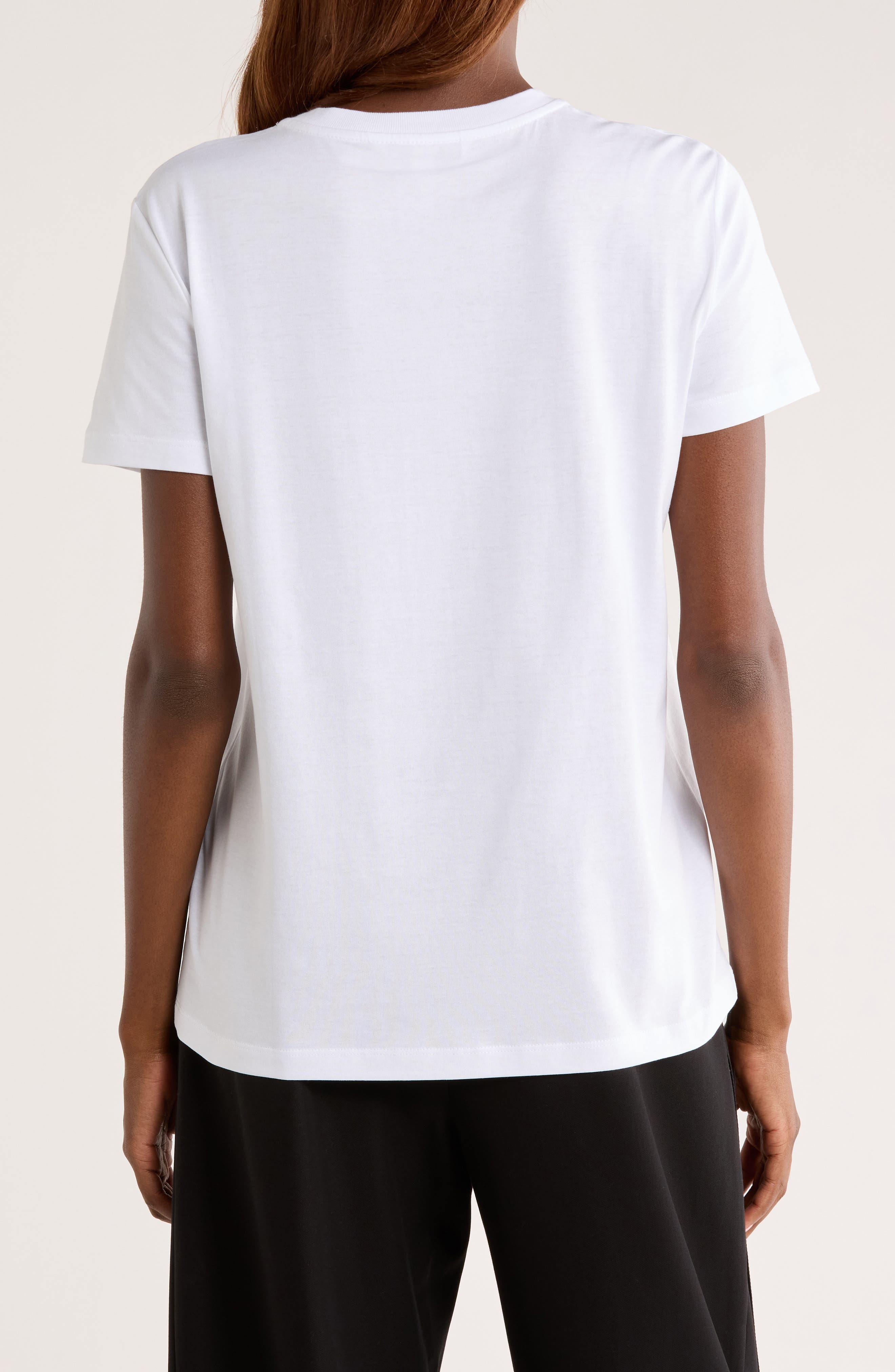 Max Mara Papaia Logo Embroidered Cotton T-Shirt in Optical White at Nordstrom - 2