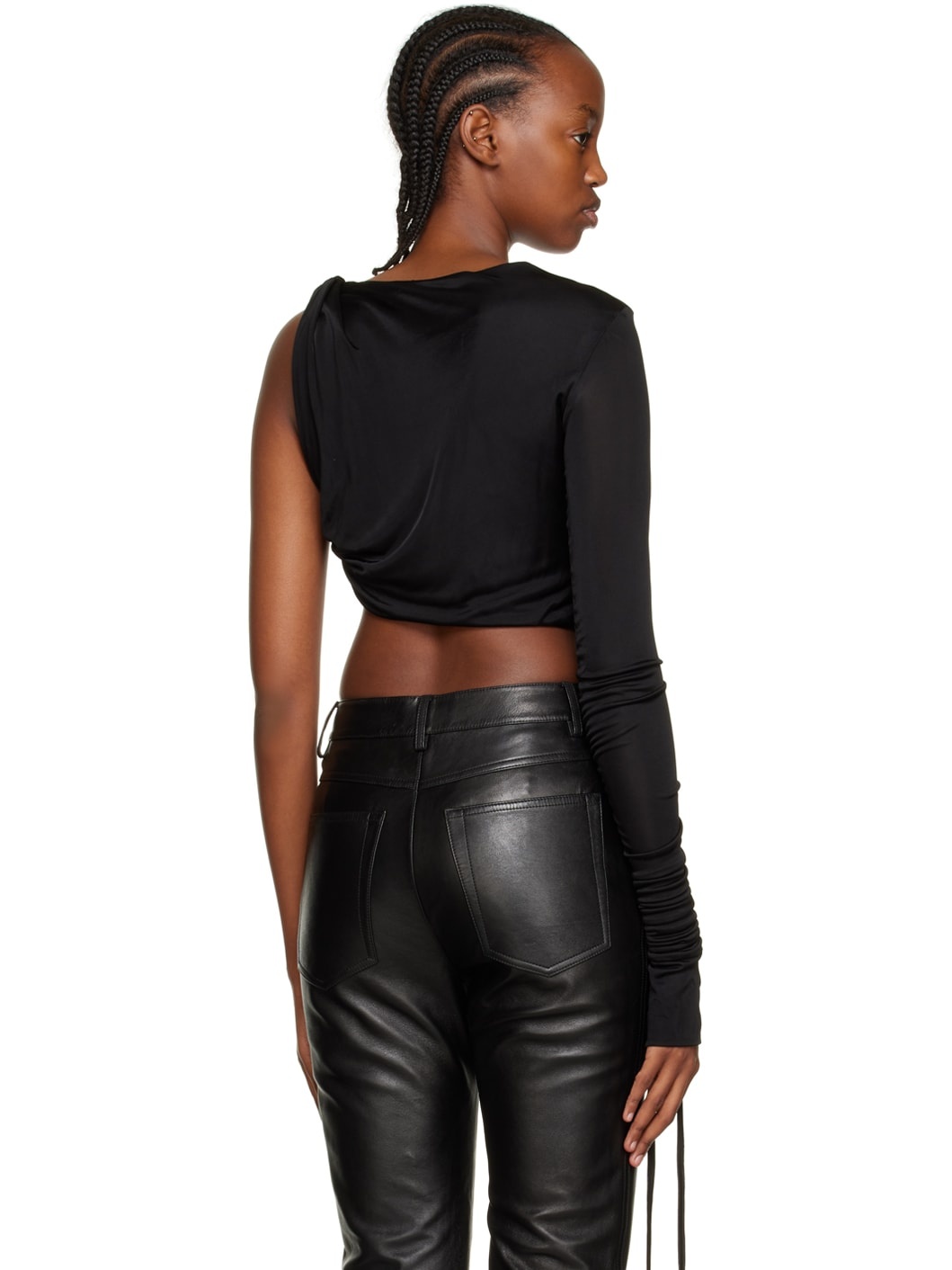Black Single-Shoulder Blouse - 3