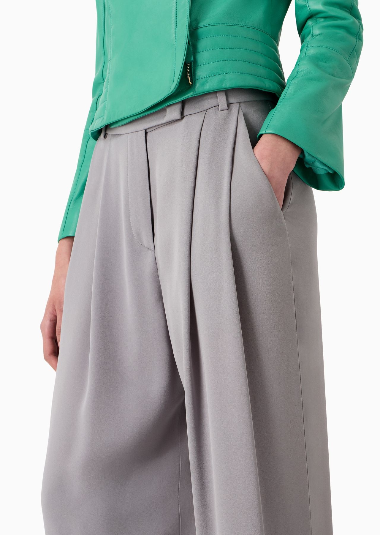 ASV triple silk-georgette double-pleat trousers - 5