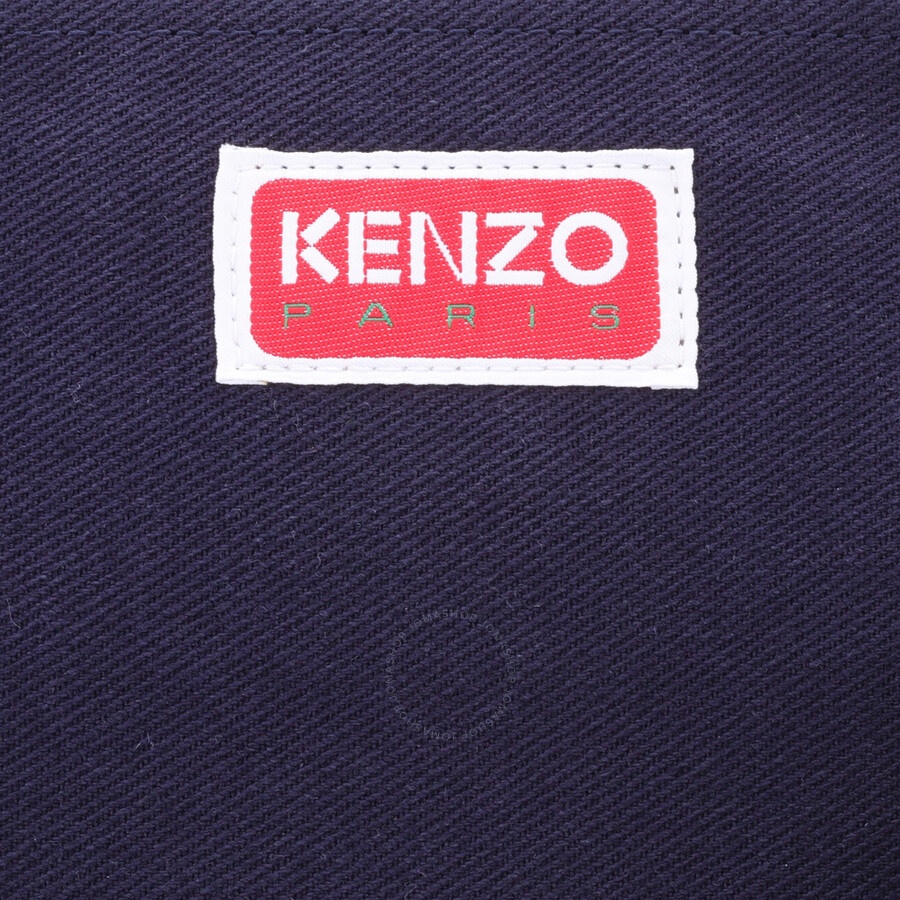 Kenzo Navy Blue Poppy Floral Printed Zipped Large Clutch Bag - 4
