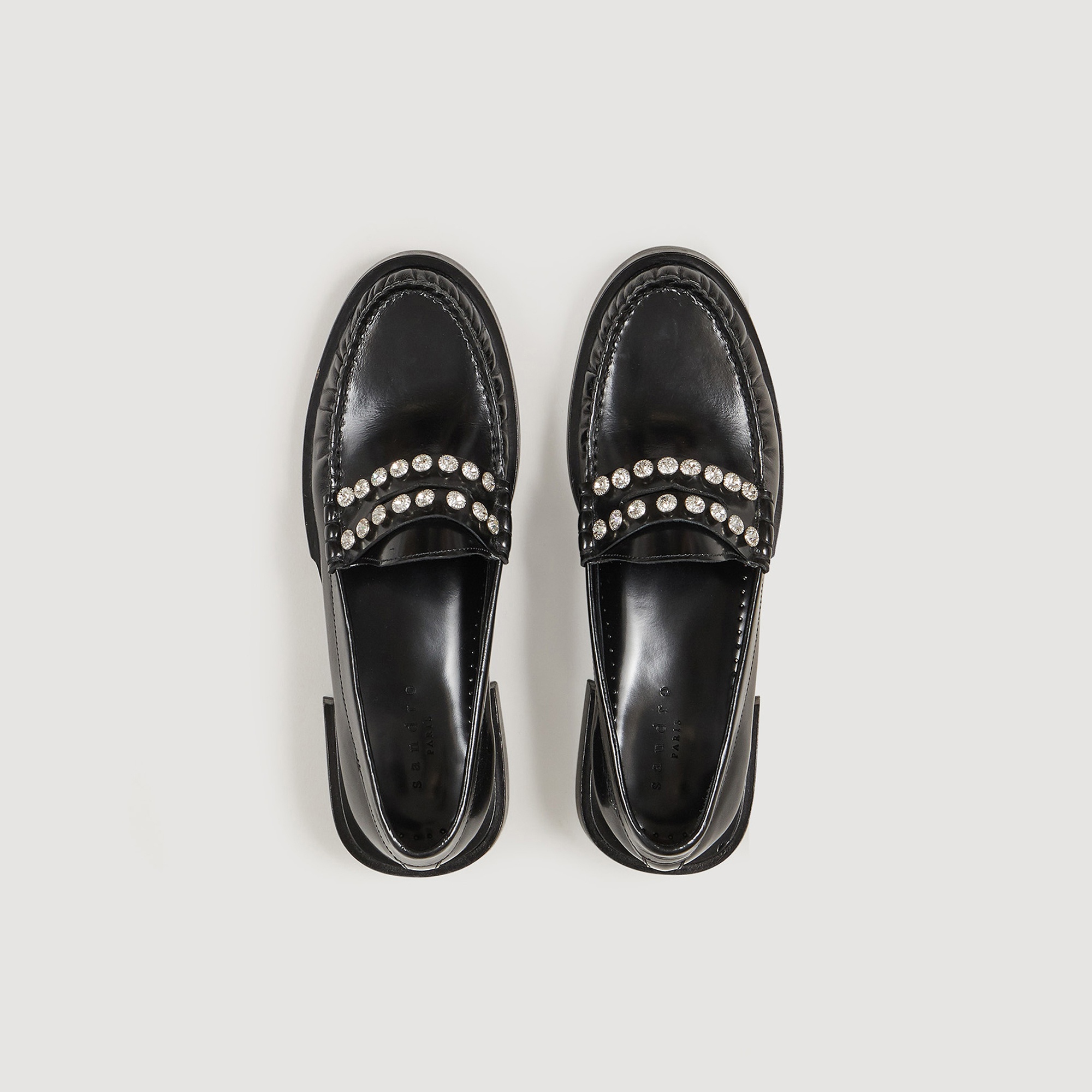 Leather loafers with rhinestones - 3