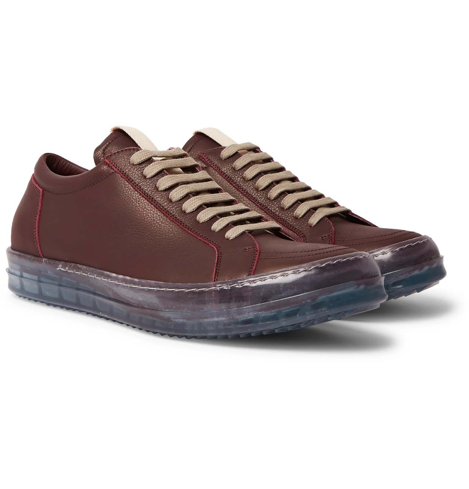 Clear Sole Grosgrain-Trimmed Leather Sneakers - 8