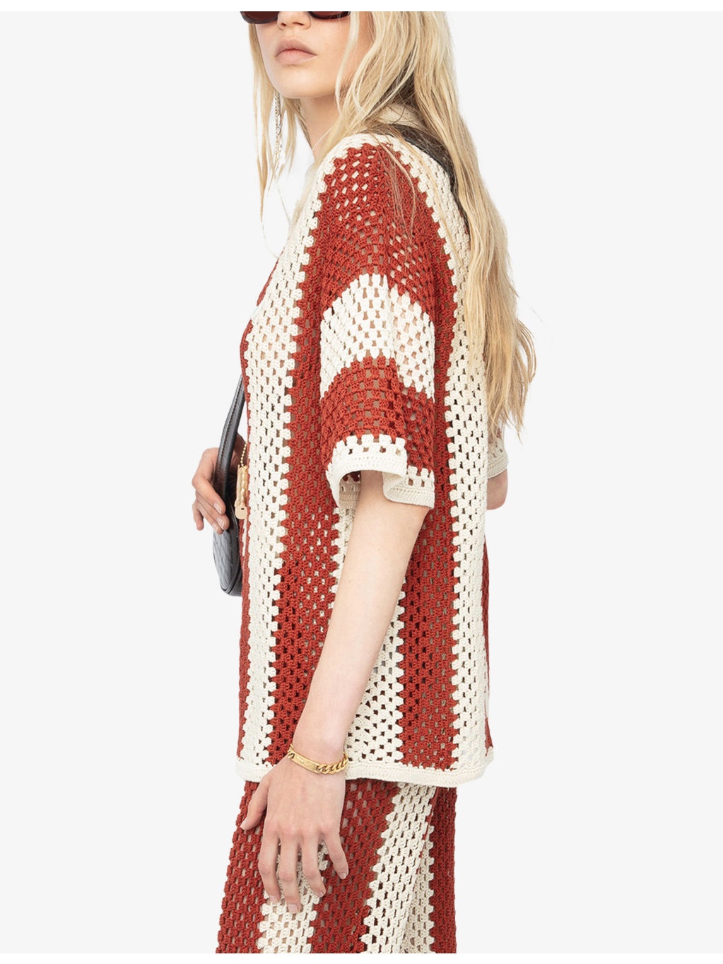 Ciara Striped Cotton-Crochet Shirt - 5