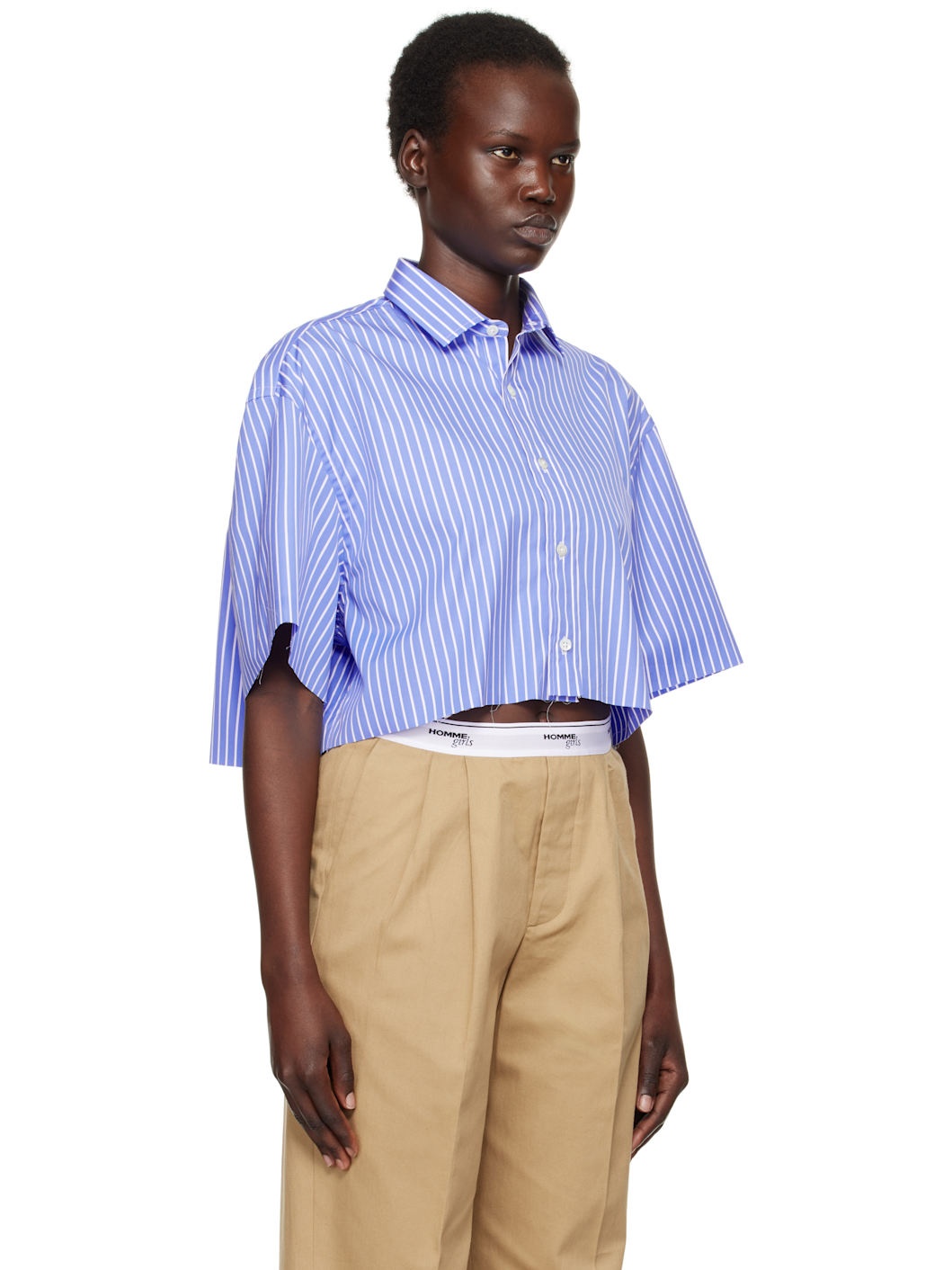 Blue Oversized Cropped Shirt - 2