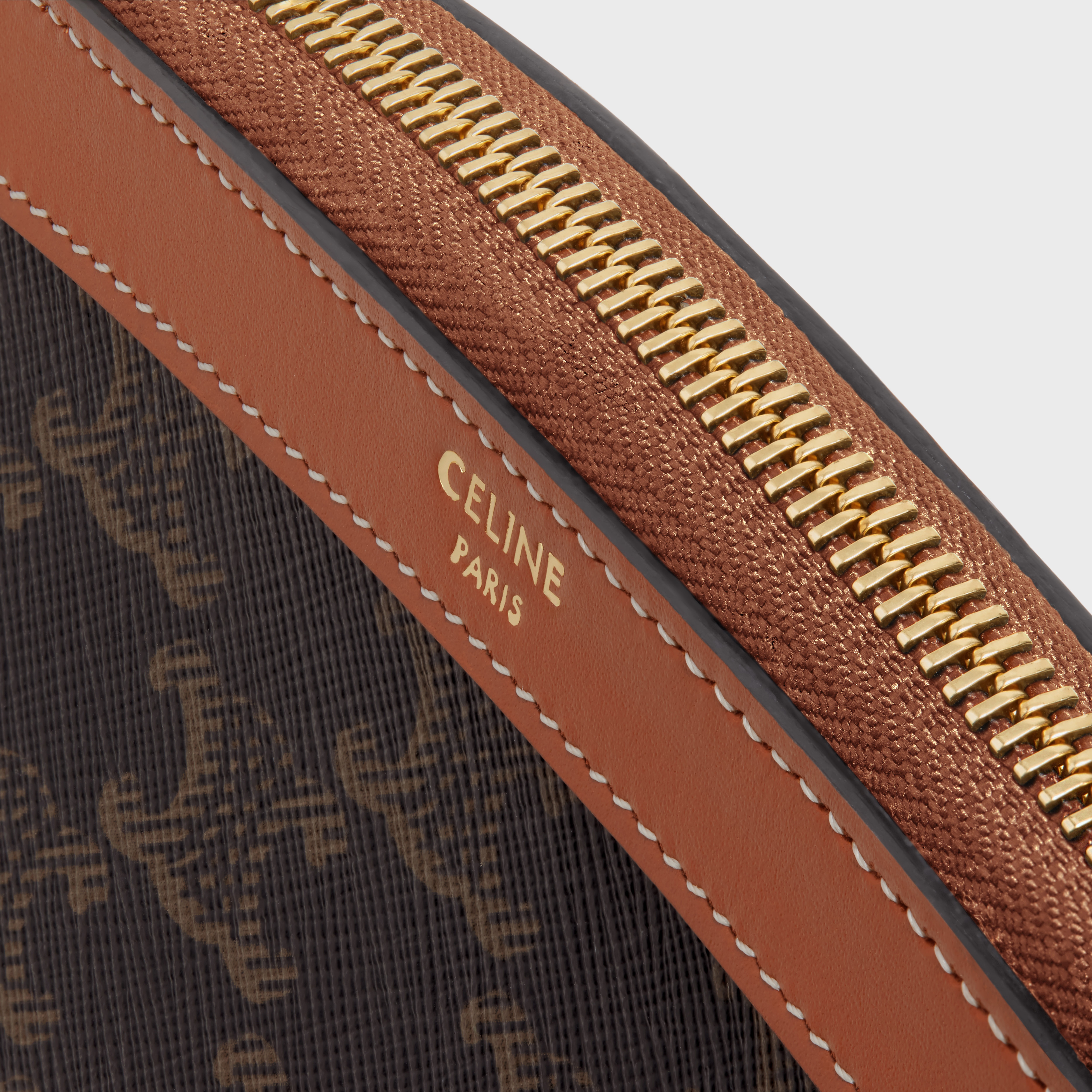 Small Zipped Pouch in Triomphe Canvas and Calfskin - 4