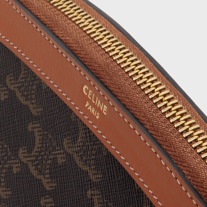 Small Zipped Pouch in Triomphe Canvas and Calfskin 4