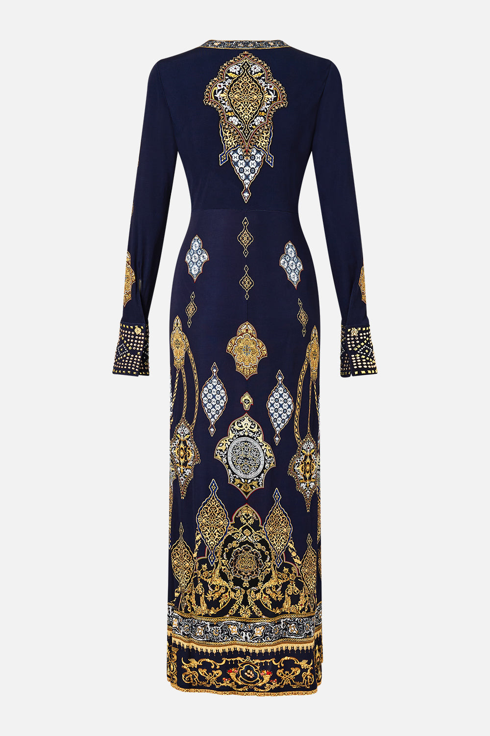 LONG V NECK TWIST FRONT JERSEY DRESS - 7