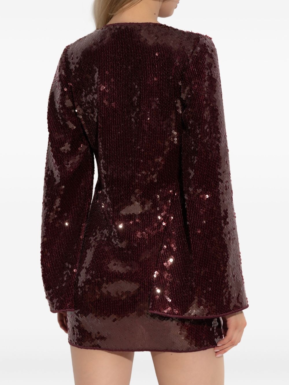 sequin-embellished deep-V mini dress - 4