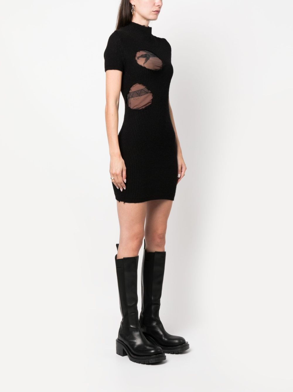 cut-out ribbed minidress - 3