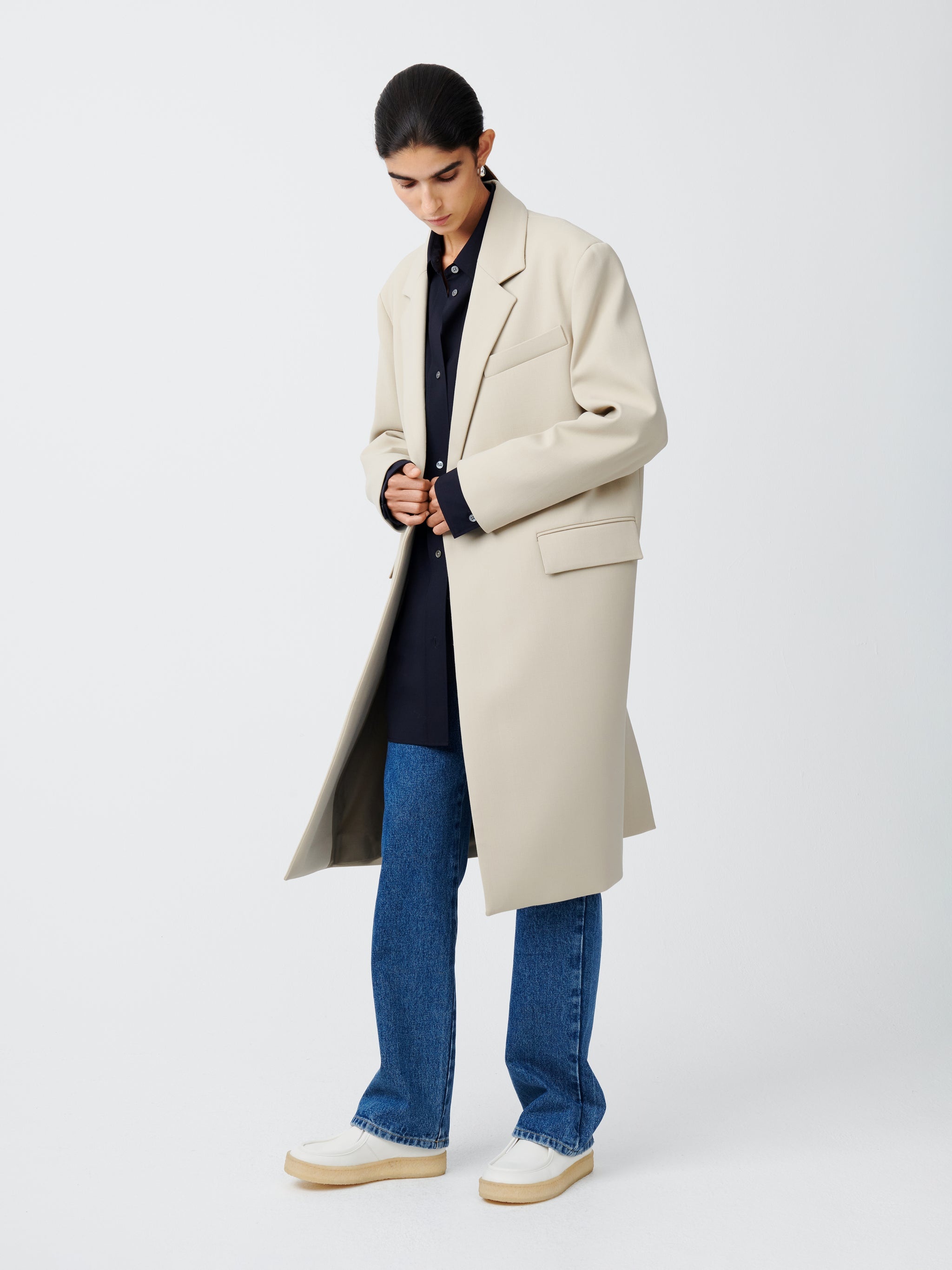 Studio Nicholson Navy Tyer Coat