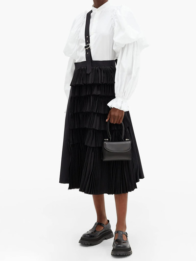 Noir Kei Ninomiya Asymmetric-strap pleated wool skirt outlook