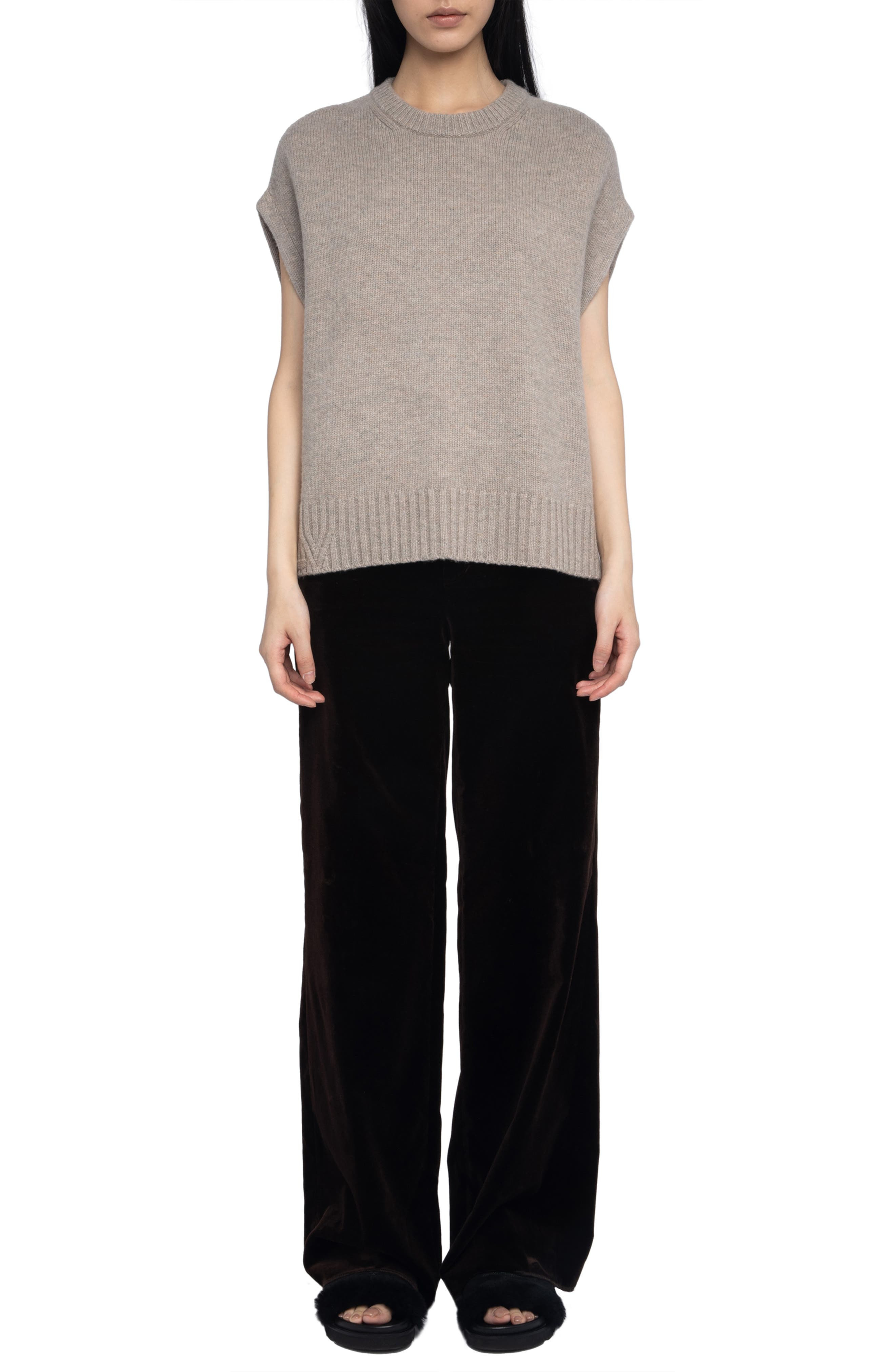 Zadig & Voltaire Darcy Short Sleeve Wool & Cashmere Sweater in Avoine at Nordstrom - 8