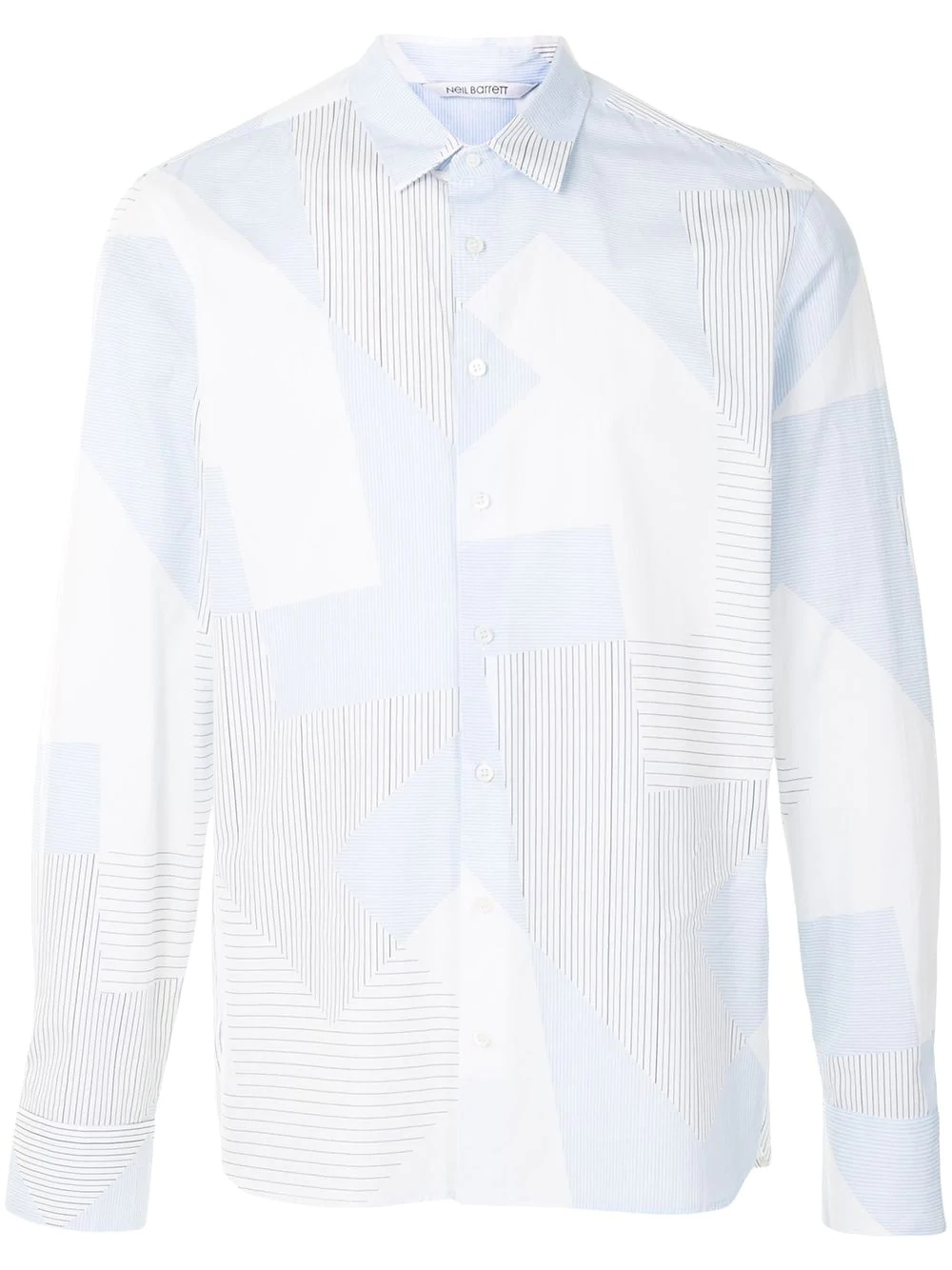 geometric pinstripe print shirt - 1