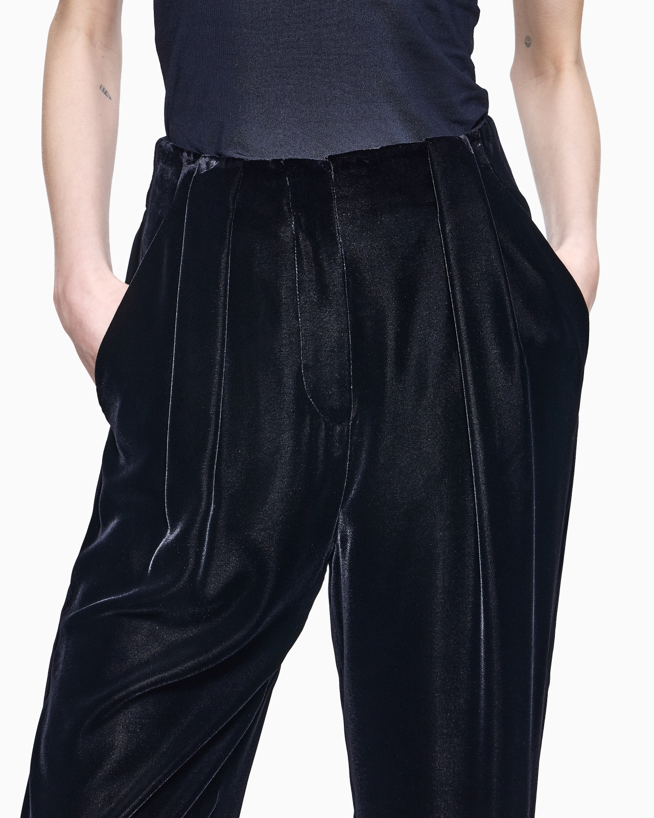 STRAIGHT-CUT VELVET TROUSERS - 5