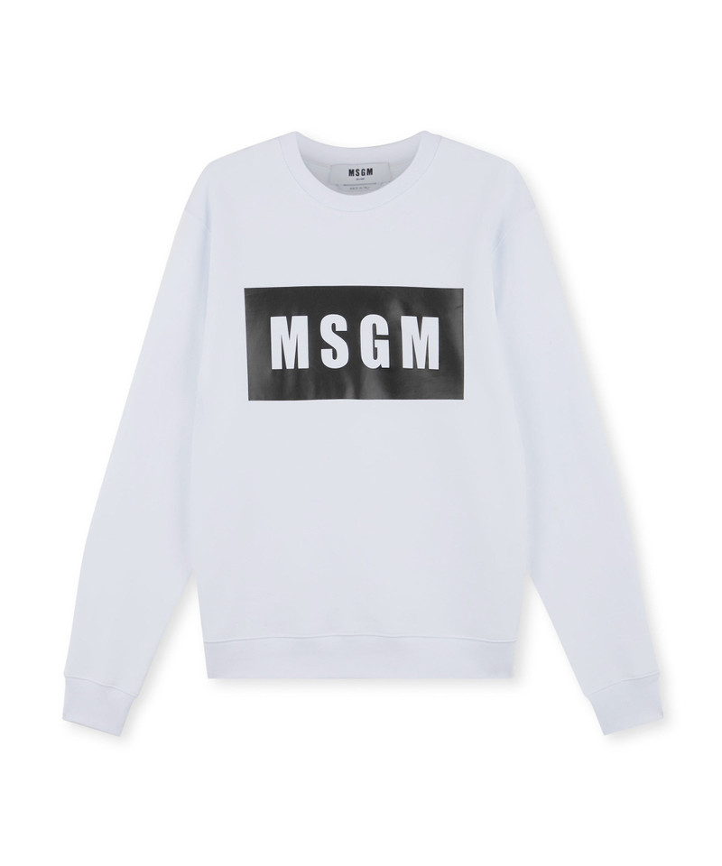 Solid colour cotton sweatshirt with a box logo 1