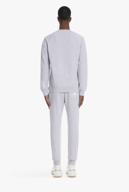 Gray cotton sweatshirt with white Balmain Paris logo - 3
