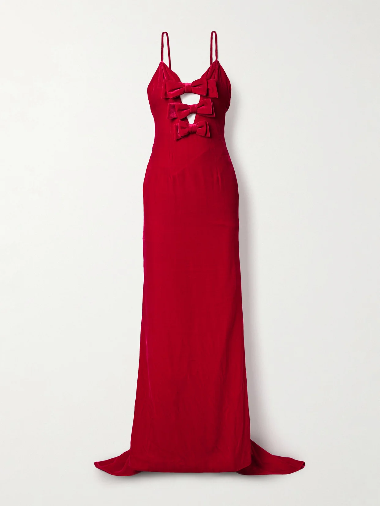 Bow-embellished Velvet Gown - 1