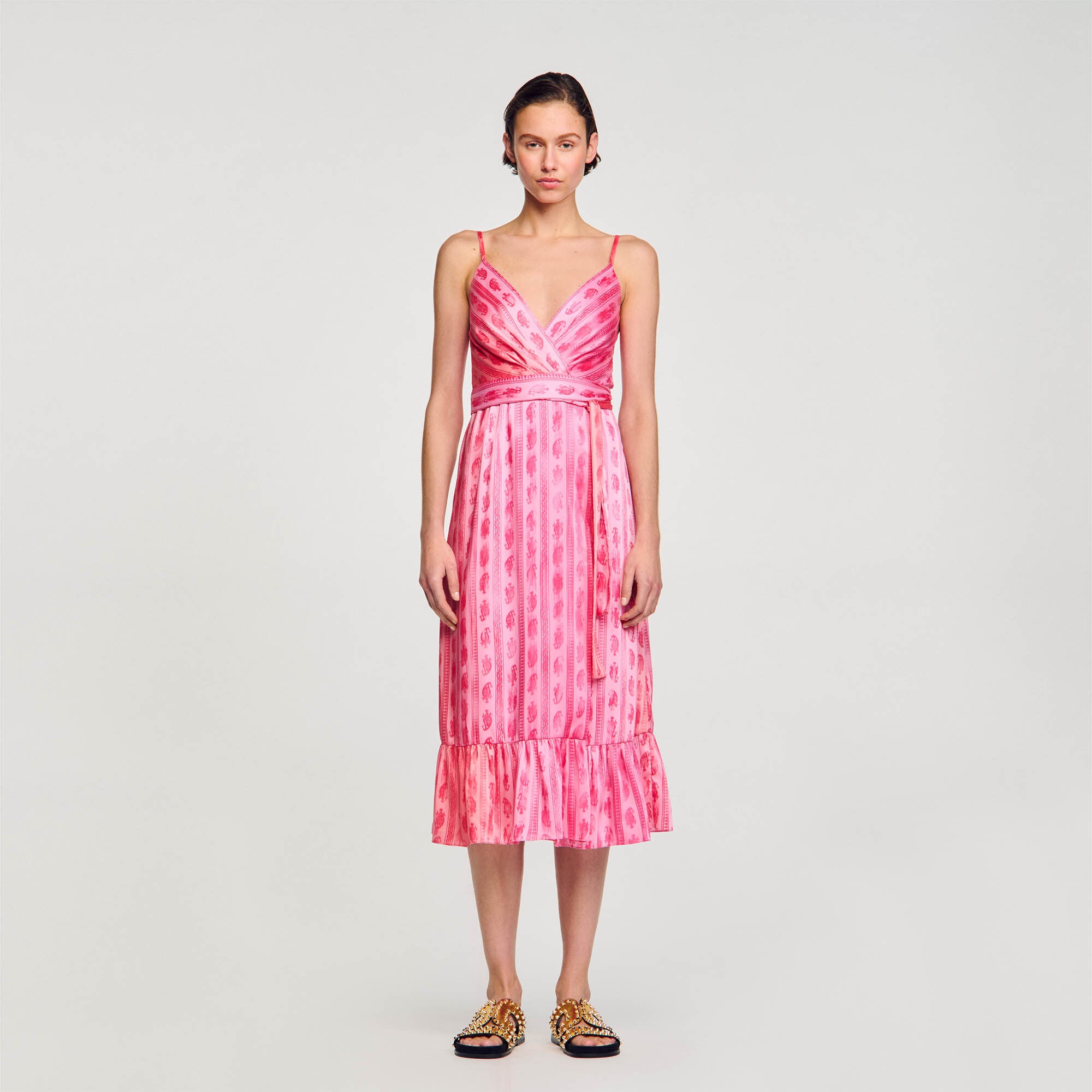 MIDI DRESS WITH TIE BELT - 3