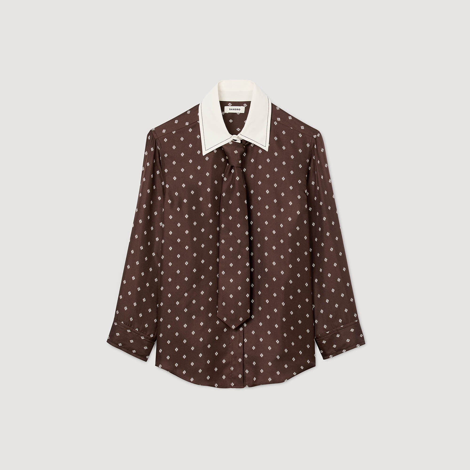 FLOWY TIE PRINT SHIRT - 7