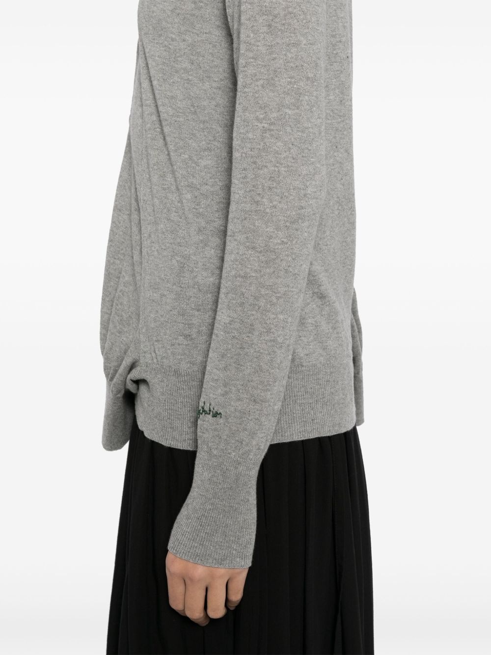 embroidered slogan cardigan - 5