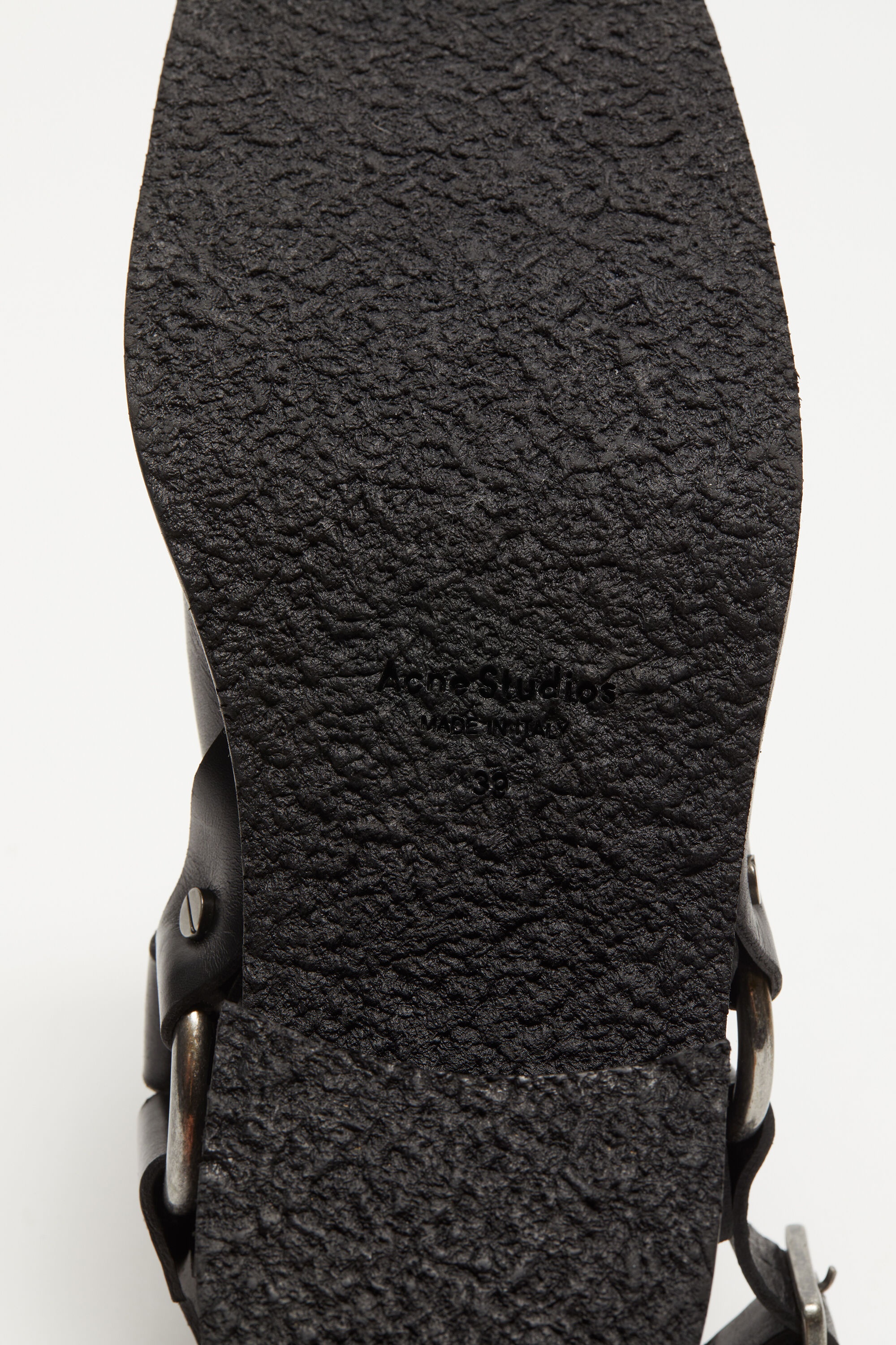 Leather buckle mule - Black - 8