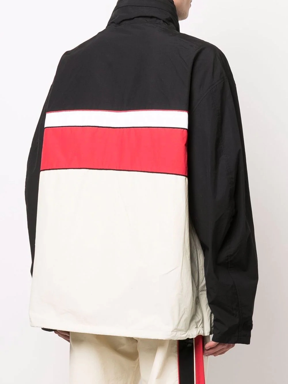 contrast-panel funnel neck jacket - 4