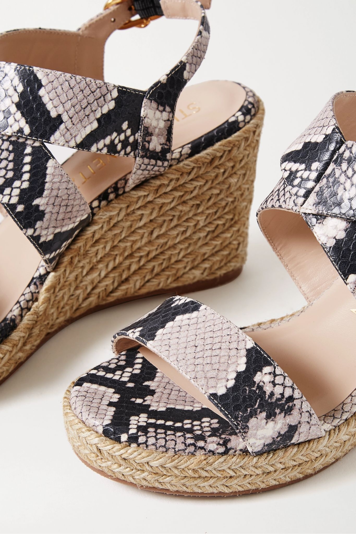 Ellette snake-effect leather espadrille wedge sandals - 5