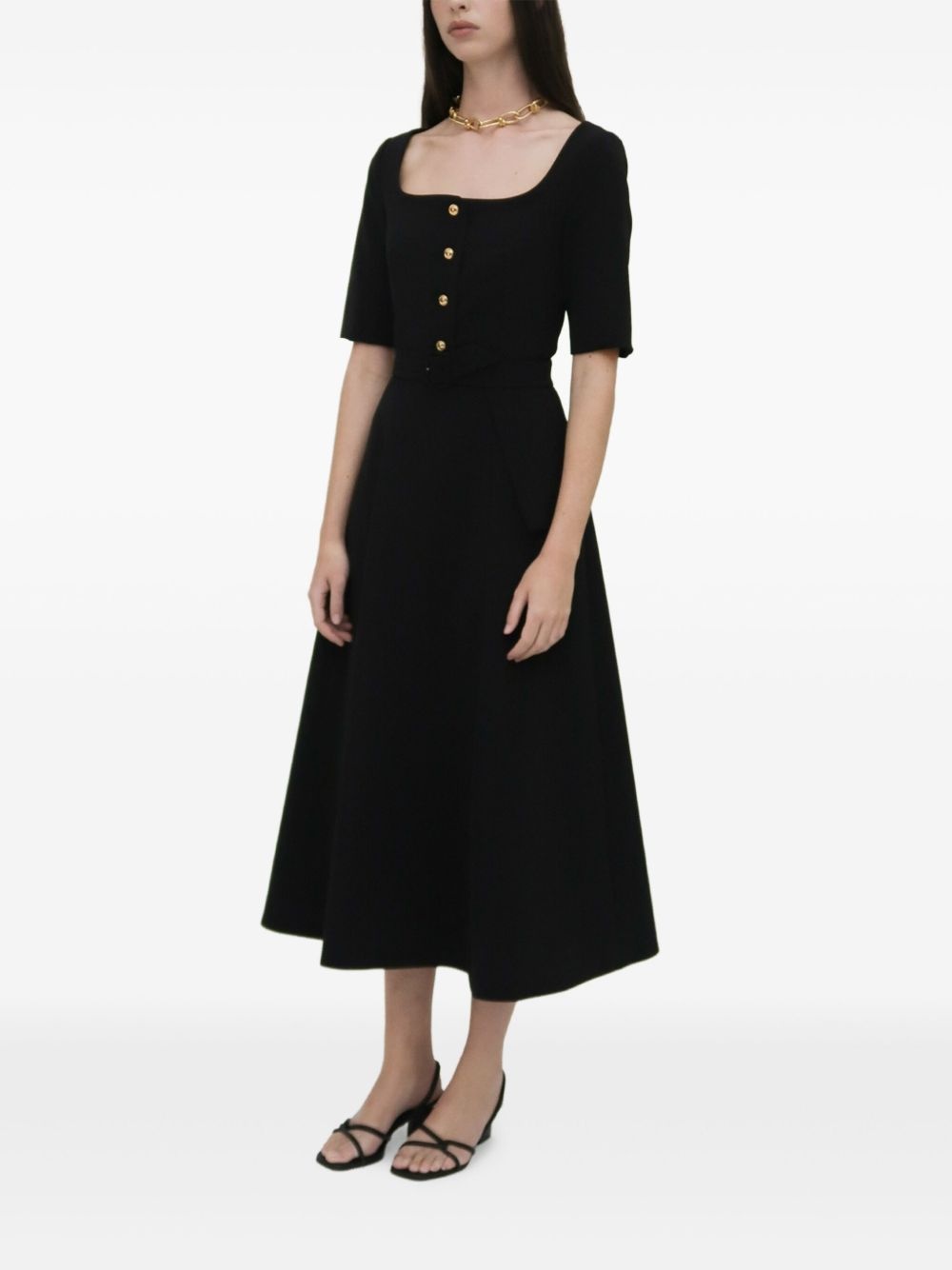 square-neck buttoned dress - 3