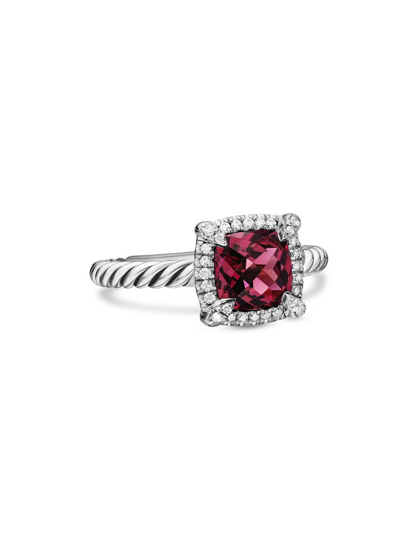 Women's Petite Chatelaine Pavé Bezel Ring with Diamonds - Garnet 1