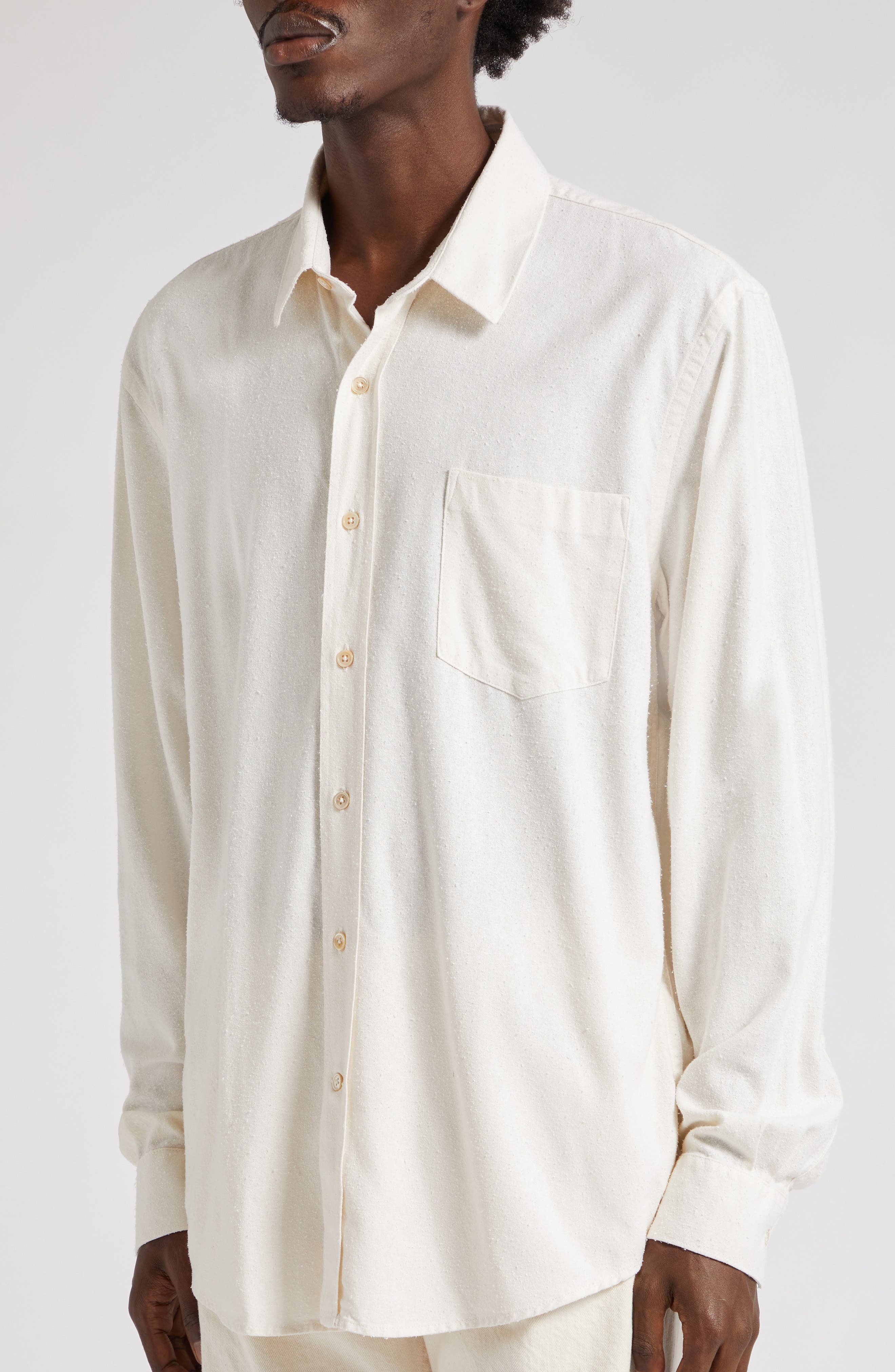 OUR LEGACY Classic Silk Button-Up Shirt in White Silk at Nordstrom - 4