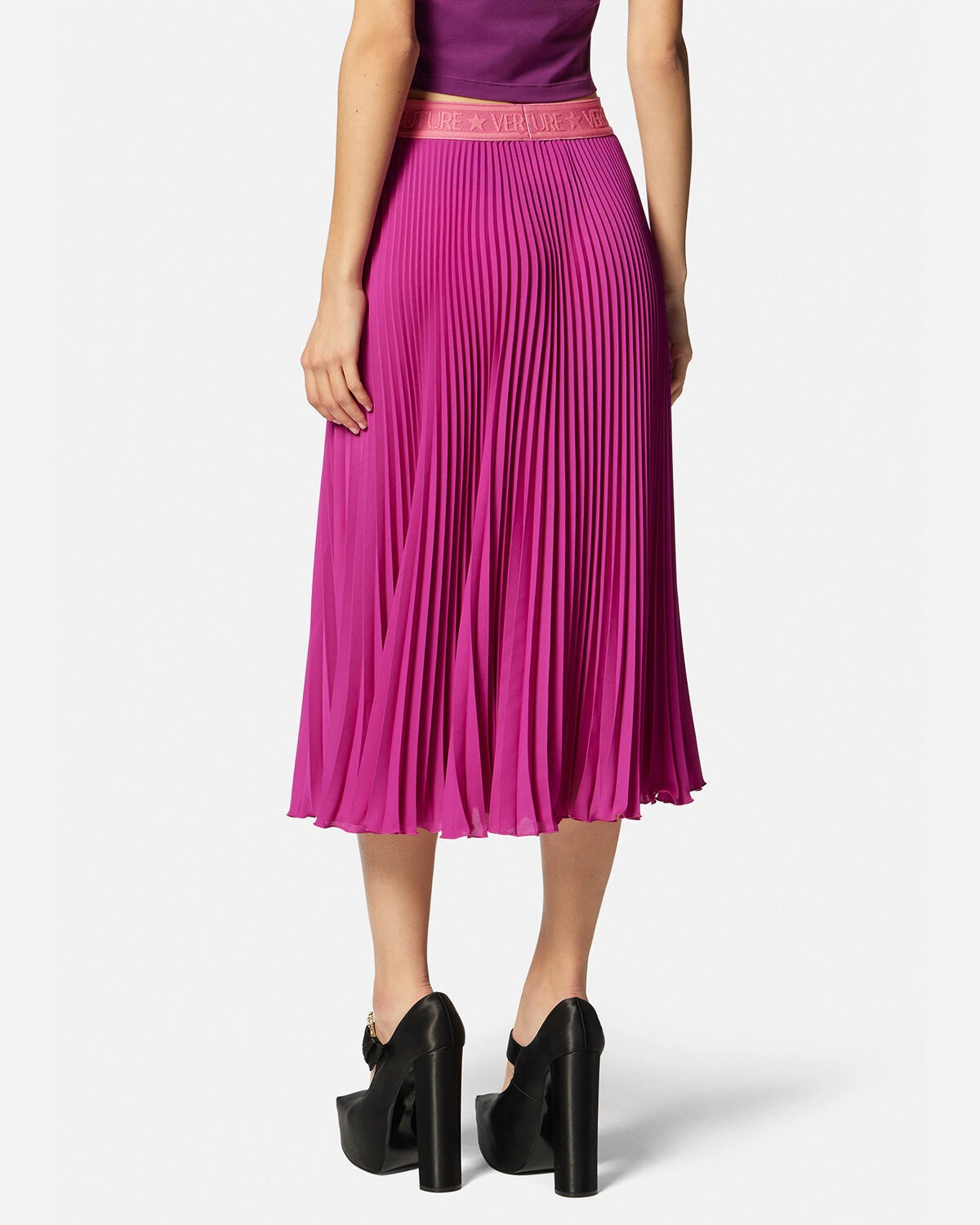 Logo Pleated Midi Skirt - 4