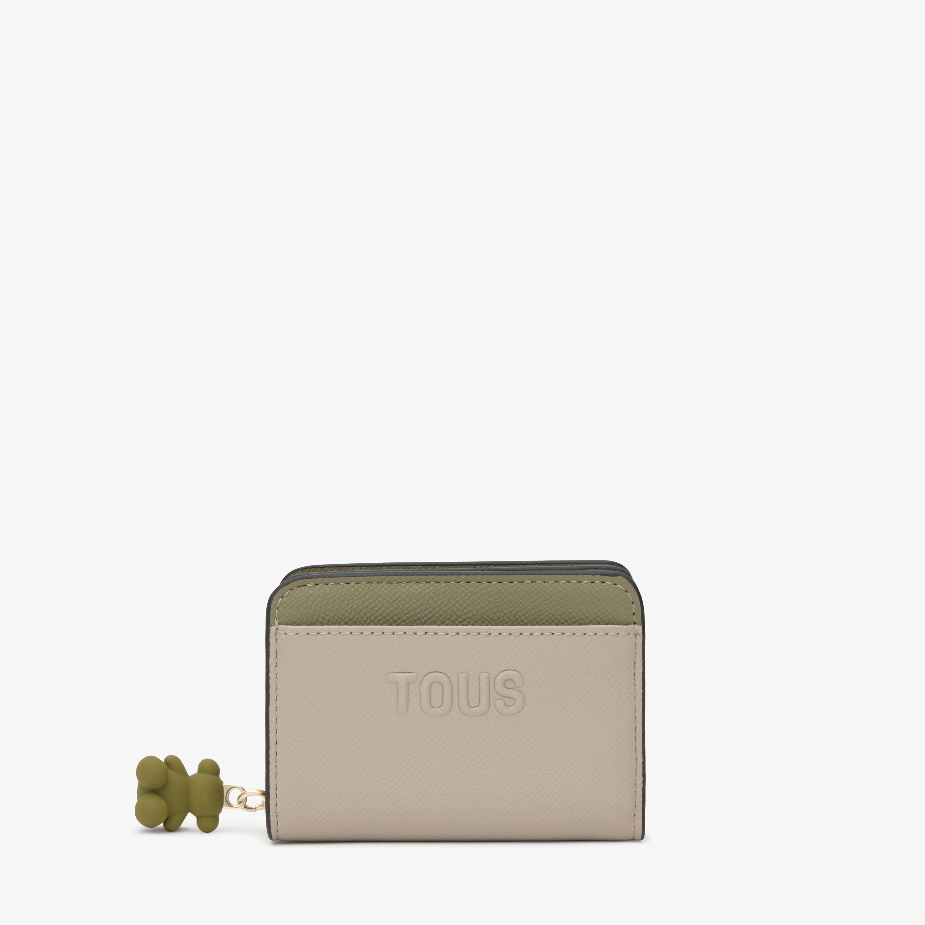 Medium taupe and green Card wallet TOUS Doble Audree Saffiano - 1