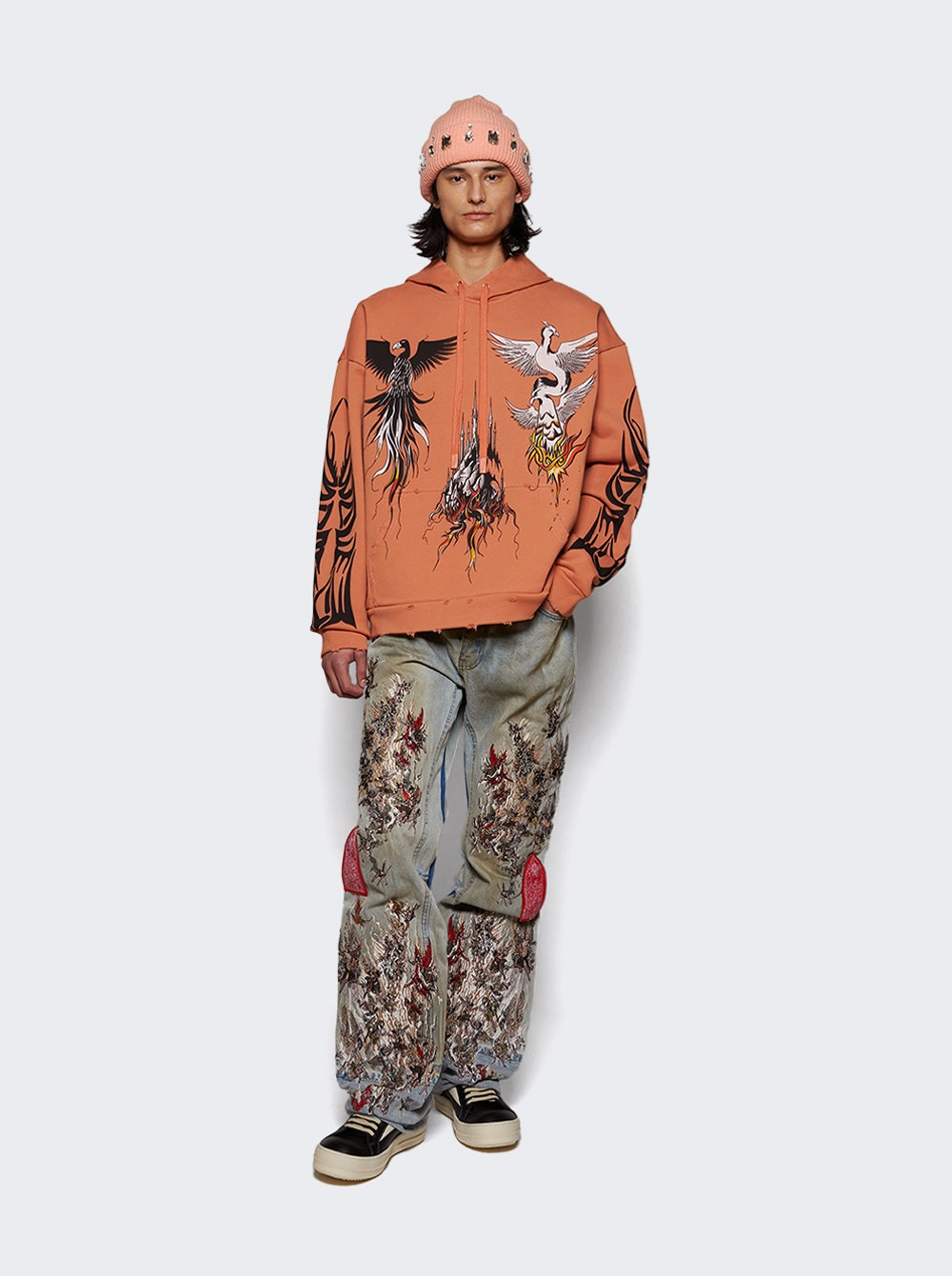 Nefarious Winged Hooded Pullover Crimson - 5