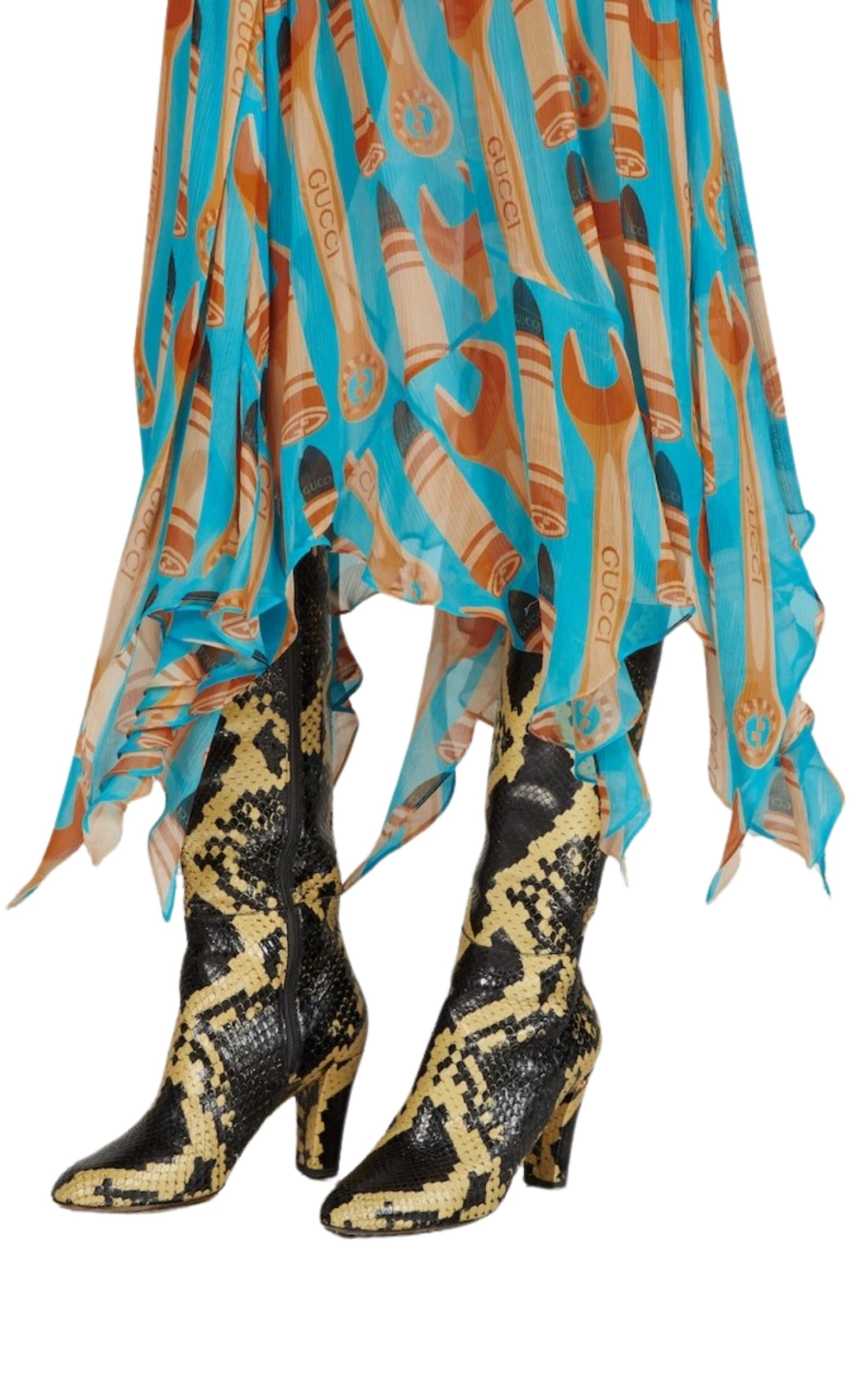 Lipstick And Tool Print Silk Skirt - 4