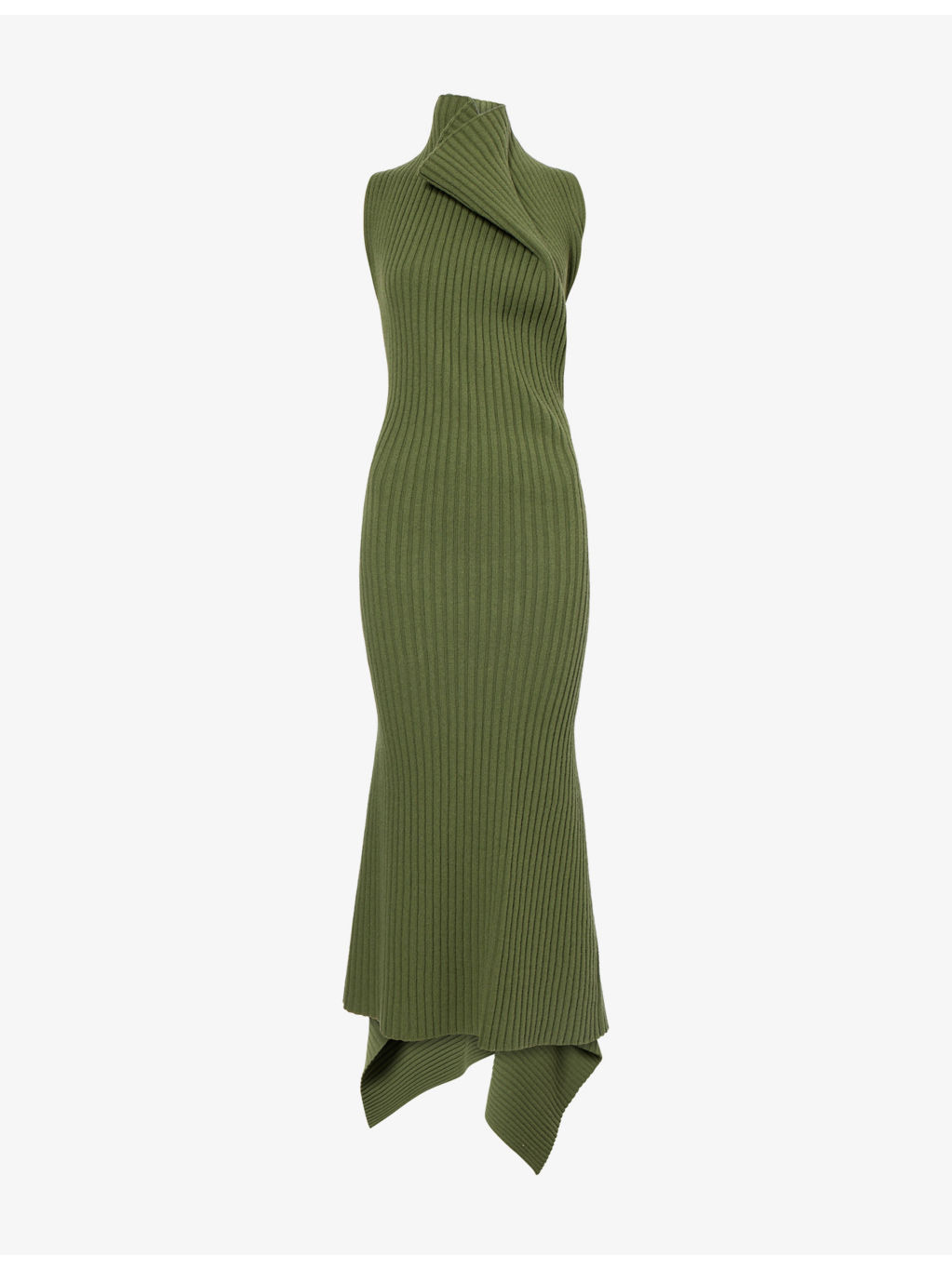 Ribbed Sleeveless Wool-Blend Midi Dress - 1