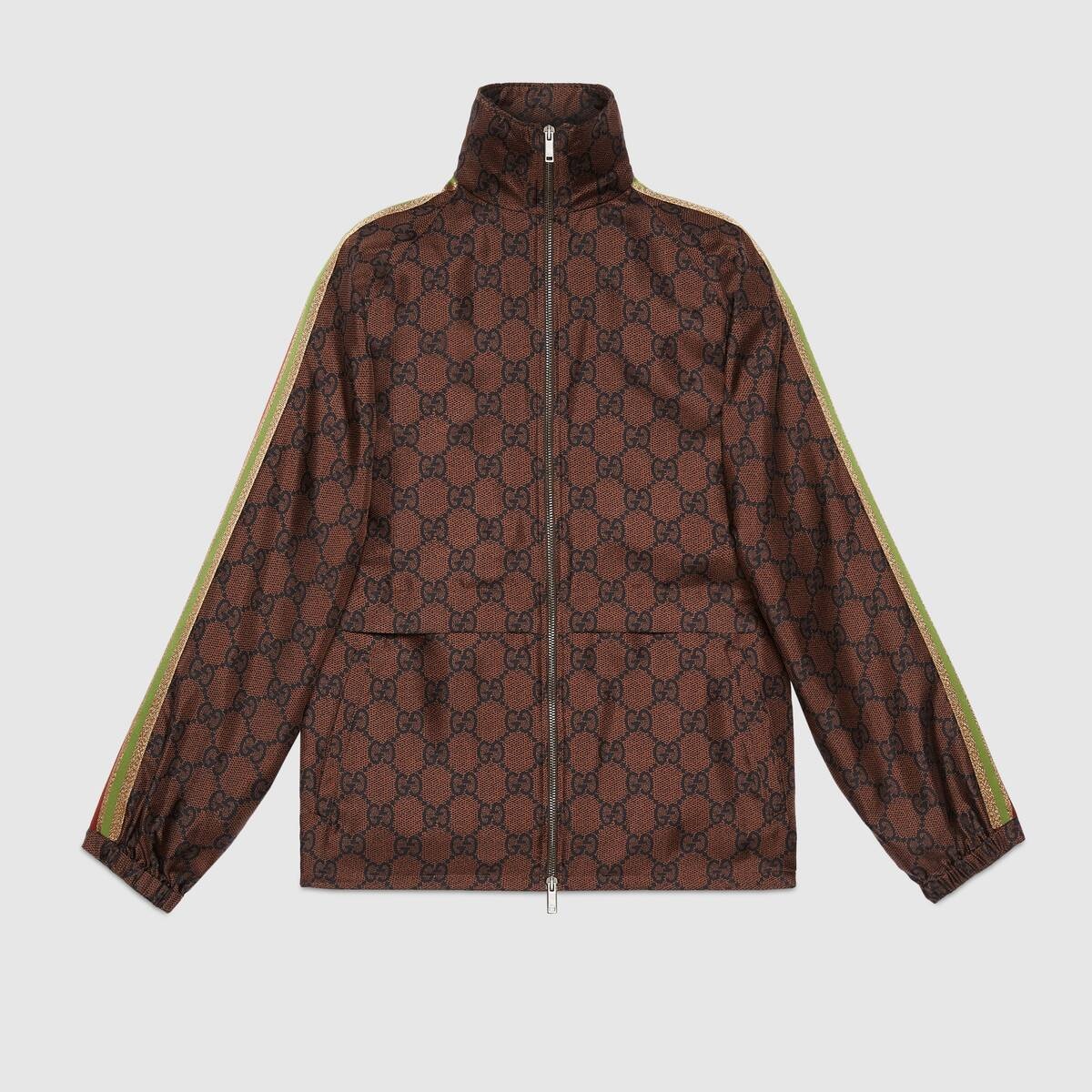 GG Supreme print silk zip-up jacket - 1