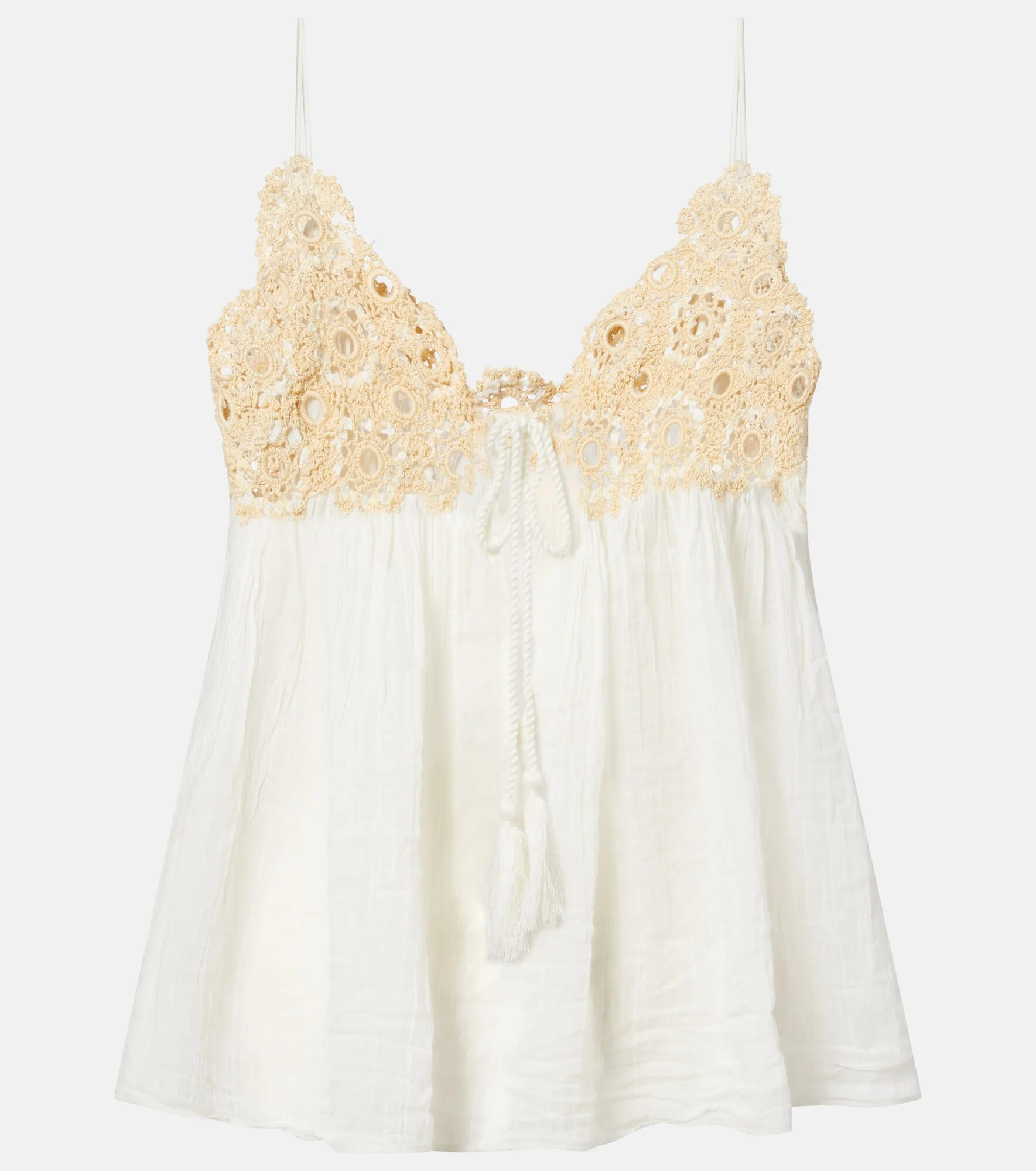 Alessia crochet-trimmed cotton gauze top - 1