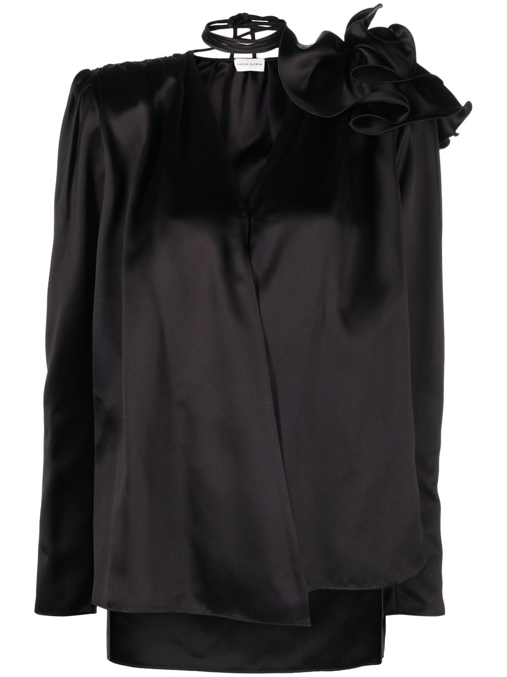 detachable floral-appliqué silk blouse - 1
