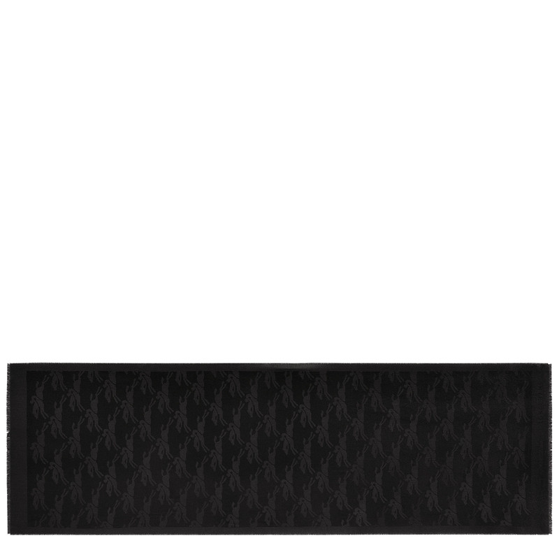 Chevaux jacquard Stole Black - Wool 1