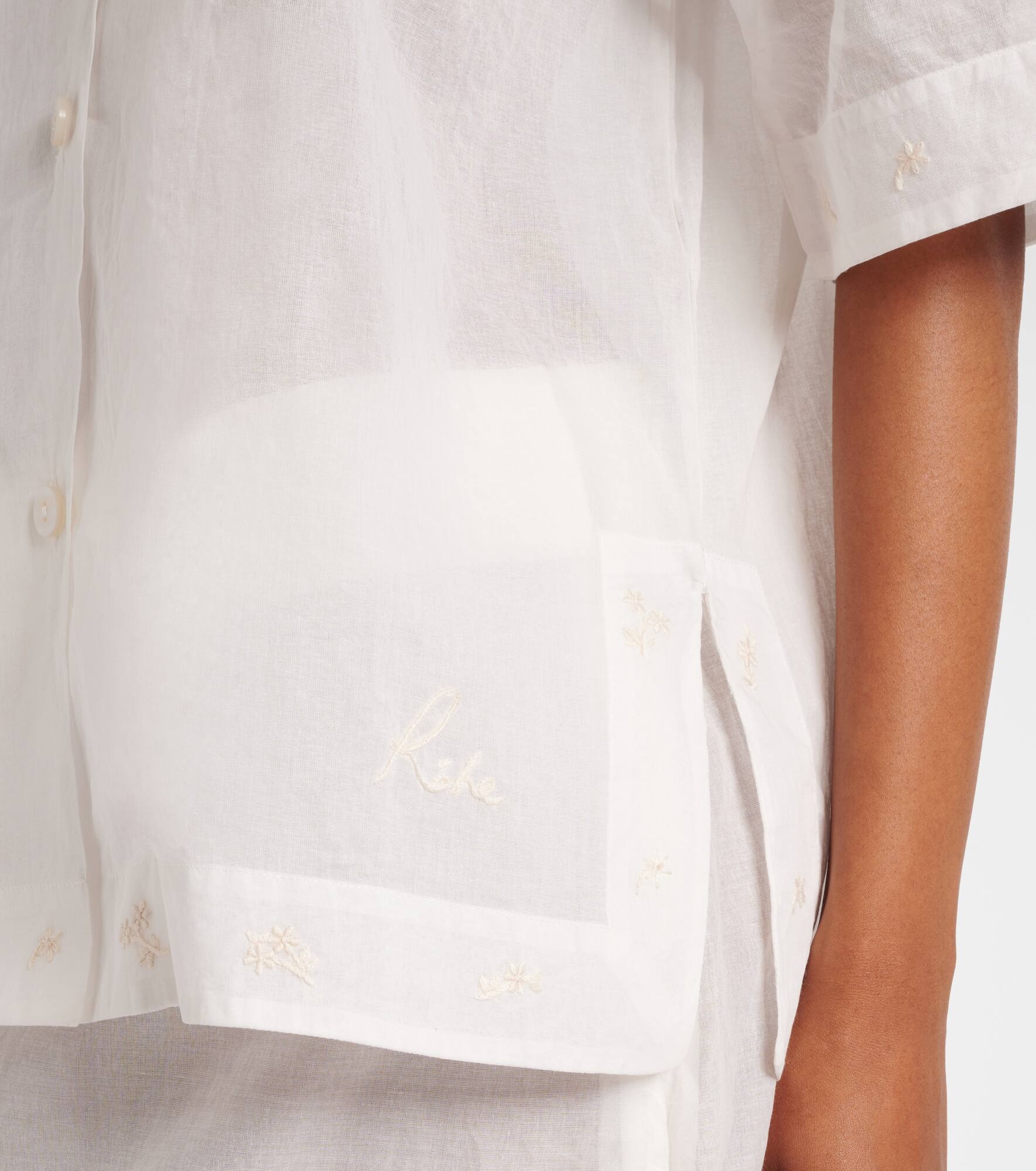 Floral semi-sheer cotton organza shirt - 5