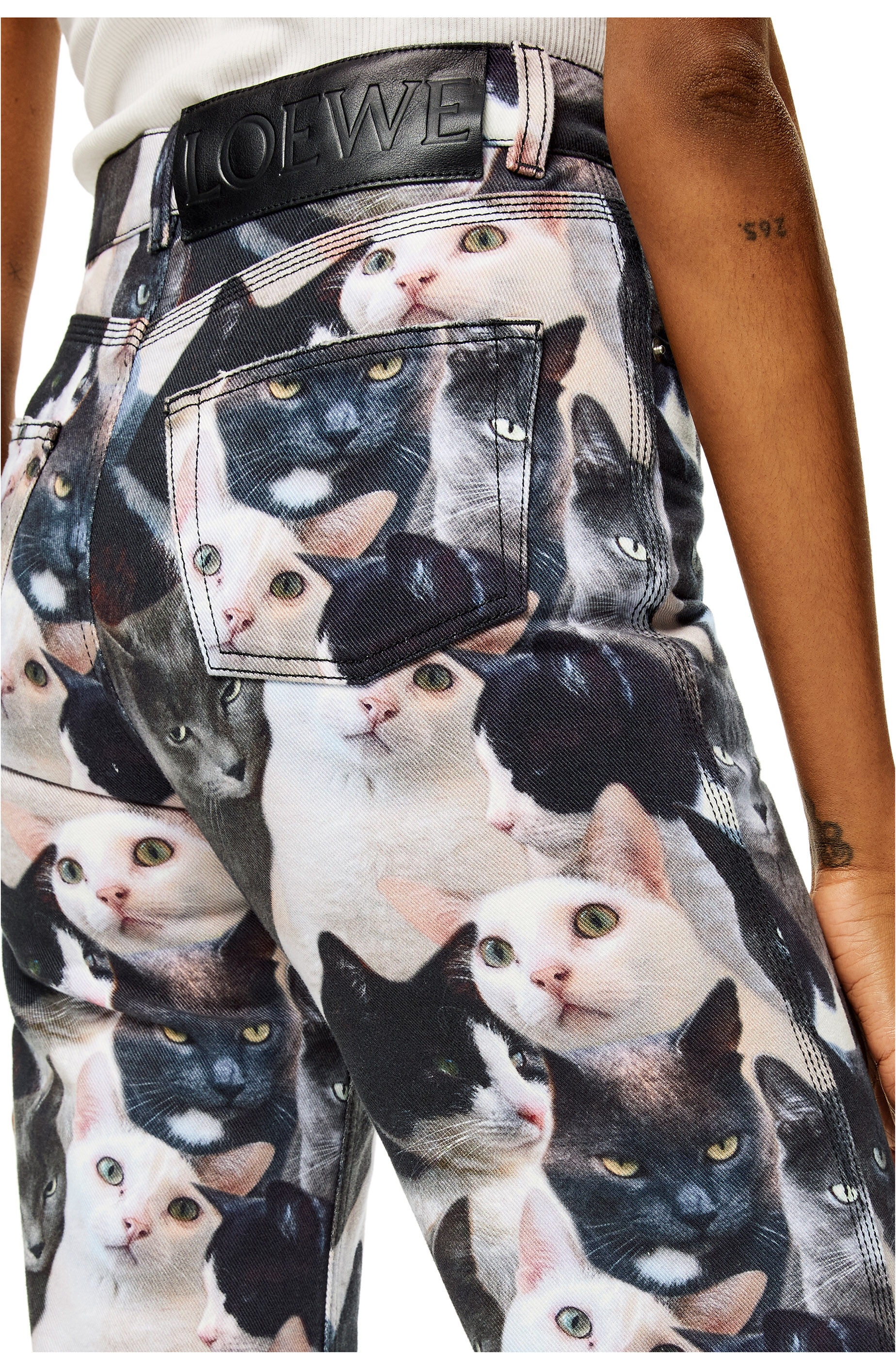 Cats print jeans in denim - 5