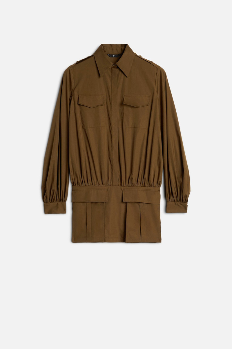 UTILITY MINI DRESS in Poplin Toffee 1