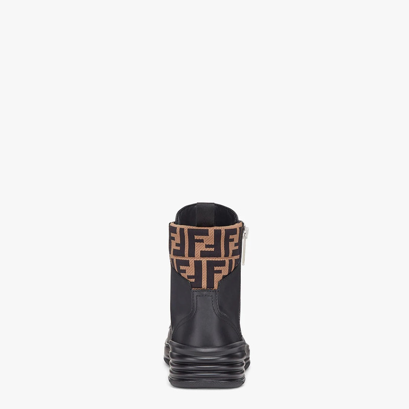 FENDI Black leather biker boots outlook