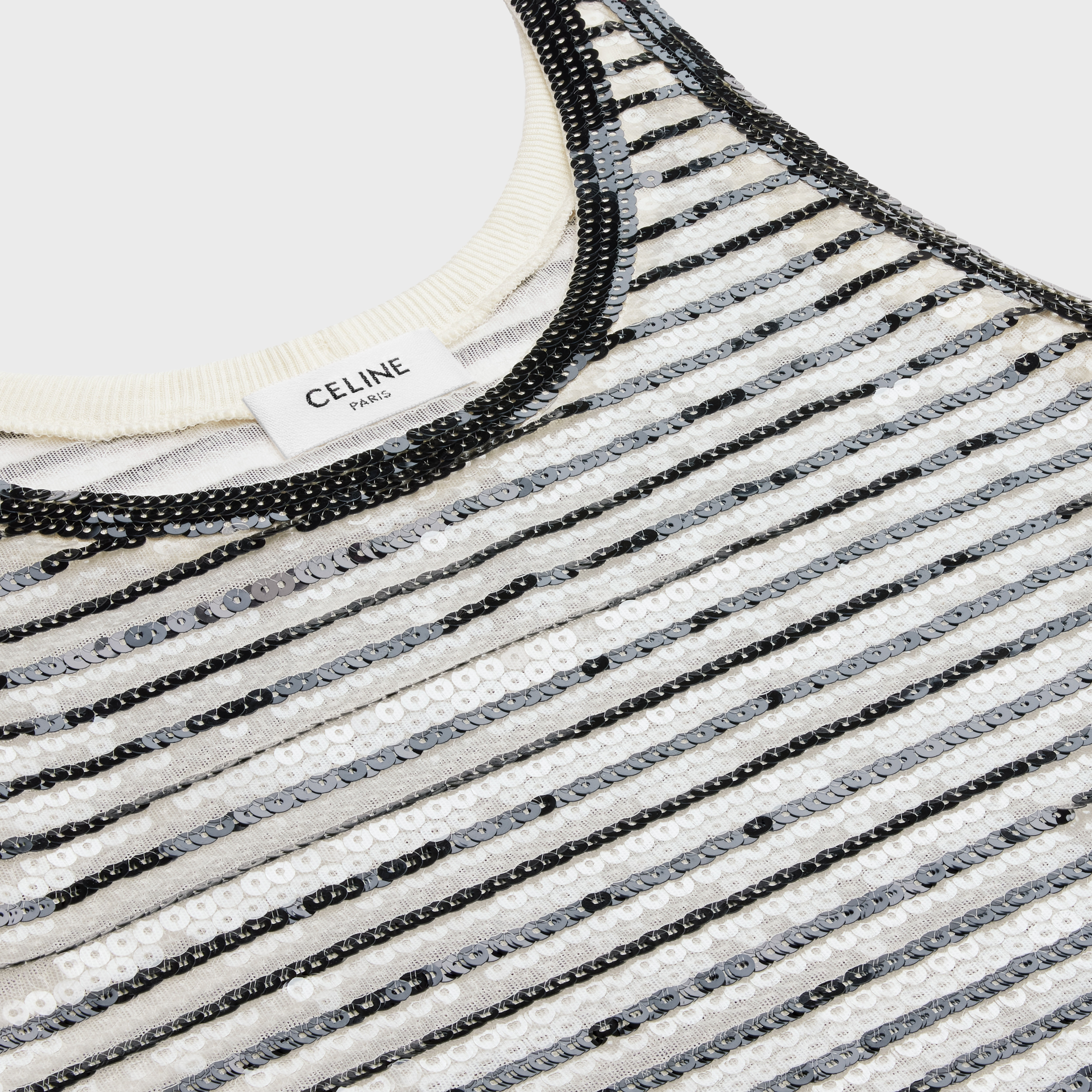 embroidered marinière tank top in jersey tulle - 3