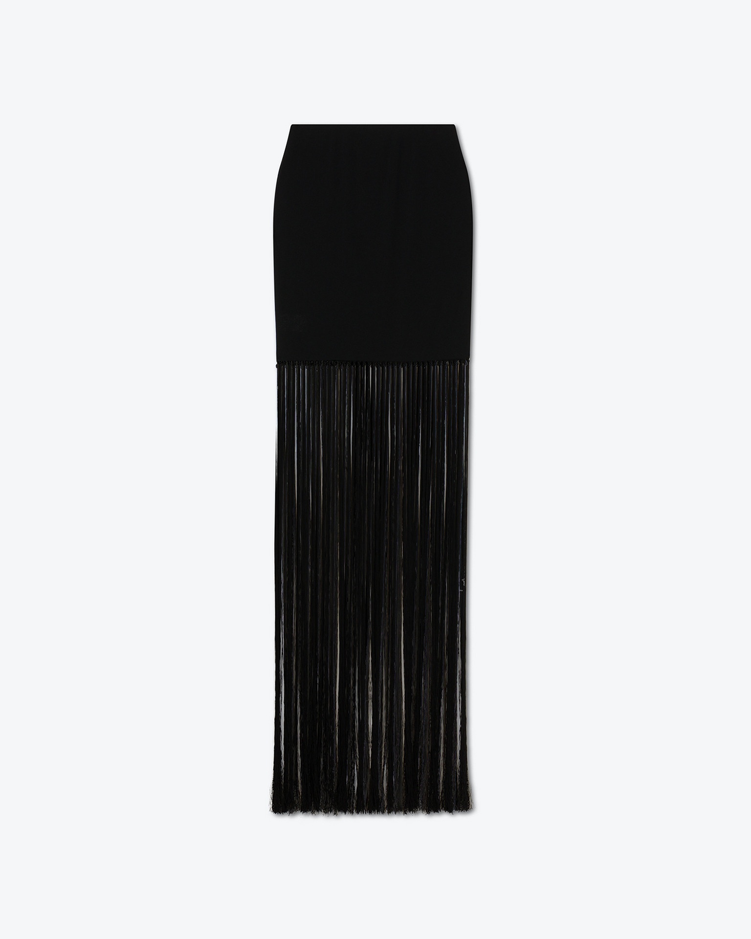 KIRSTEN - Fringed mesh-jersey skirt - Black - 1